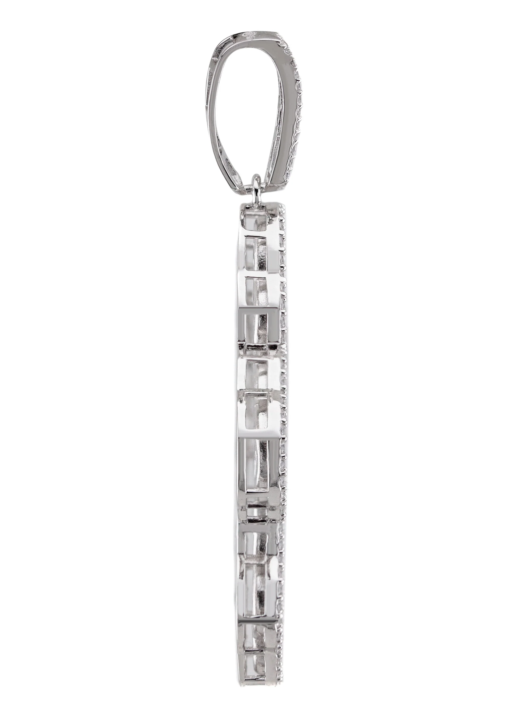 Silver Pendant - White Gold Cross Baguette Pendant | Appx 11 Grams - Image 3