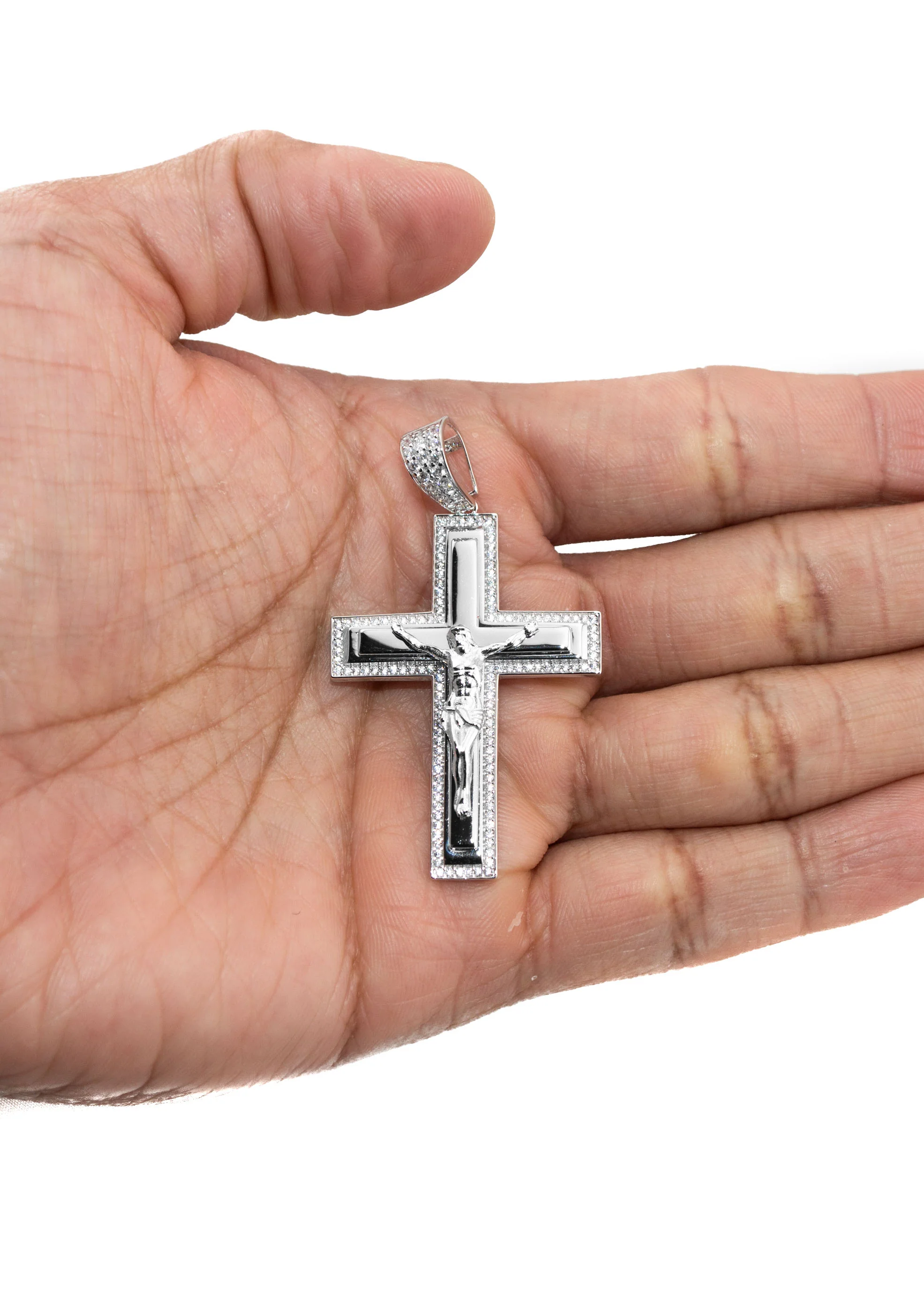 Silver Pendant - White Gold Cross Pendant | Appx 8.2 Grams - Image 4