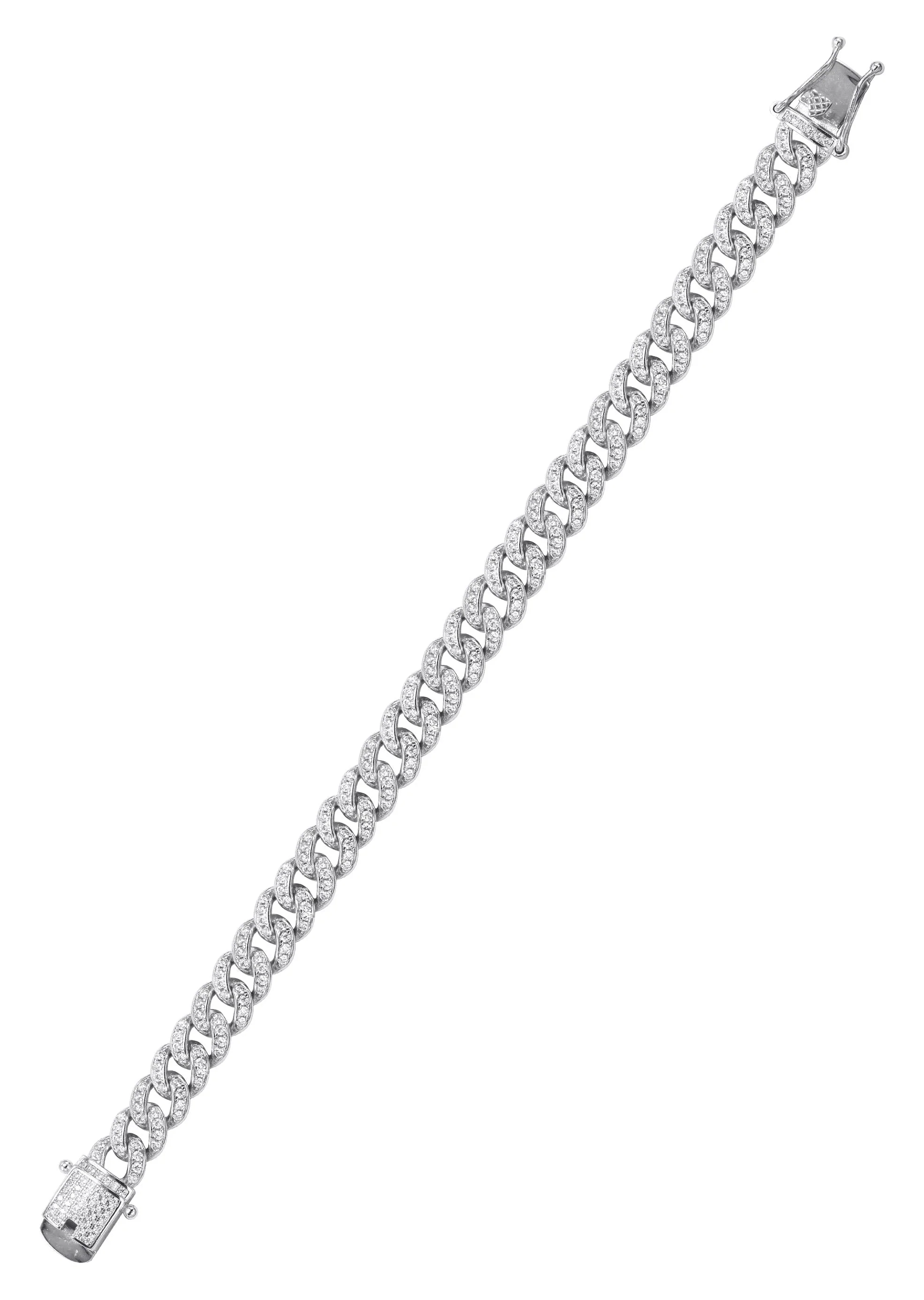 Silver White Ice Out Miami Cuban Bracelet - Image 3