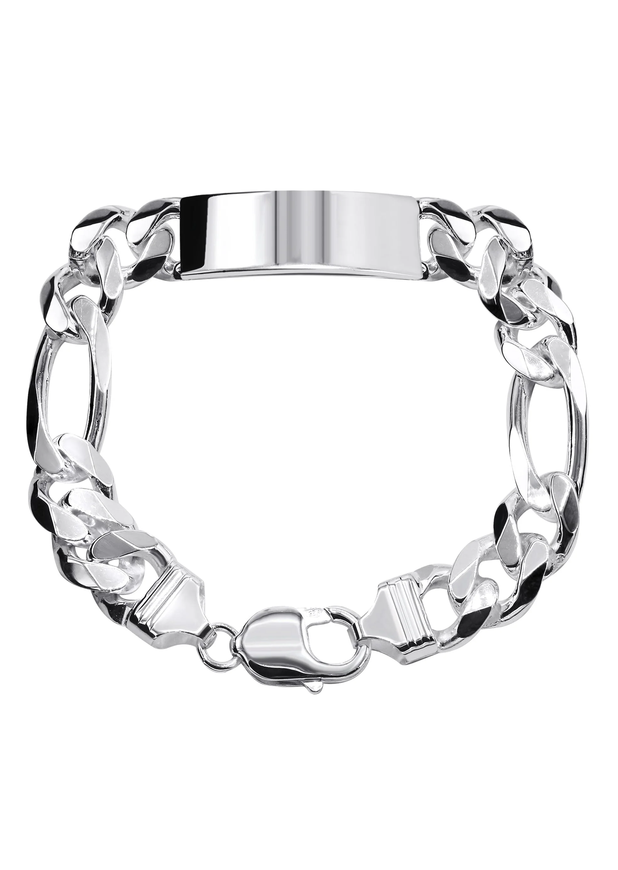 Silver White ID Figaro Bracelet