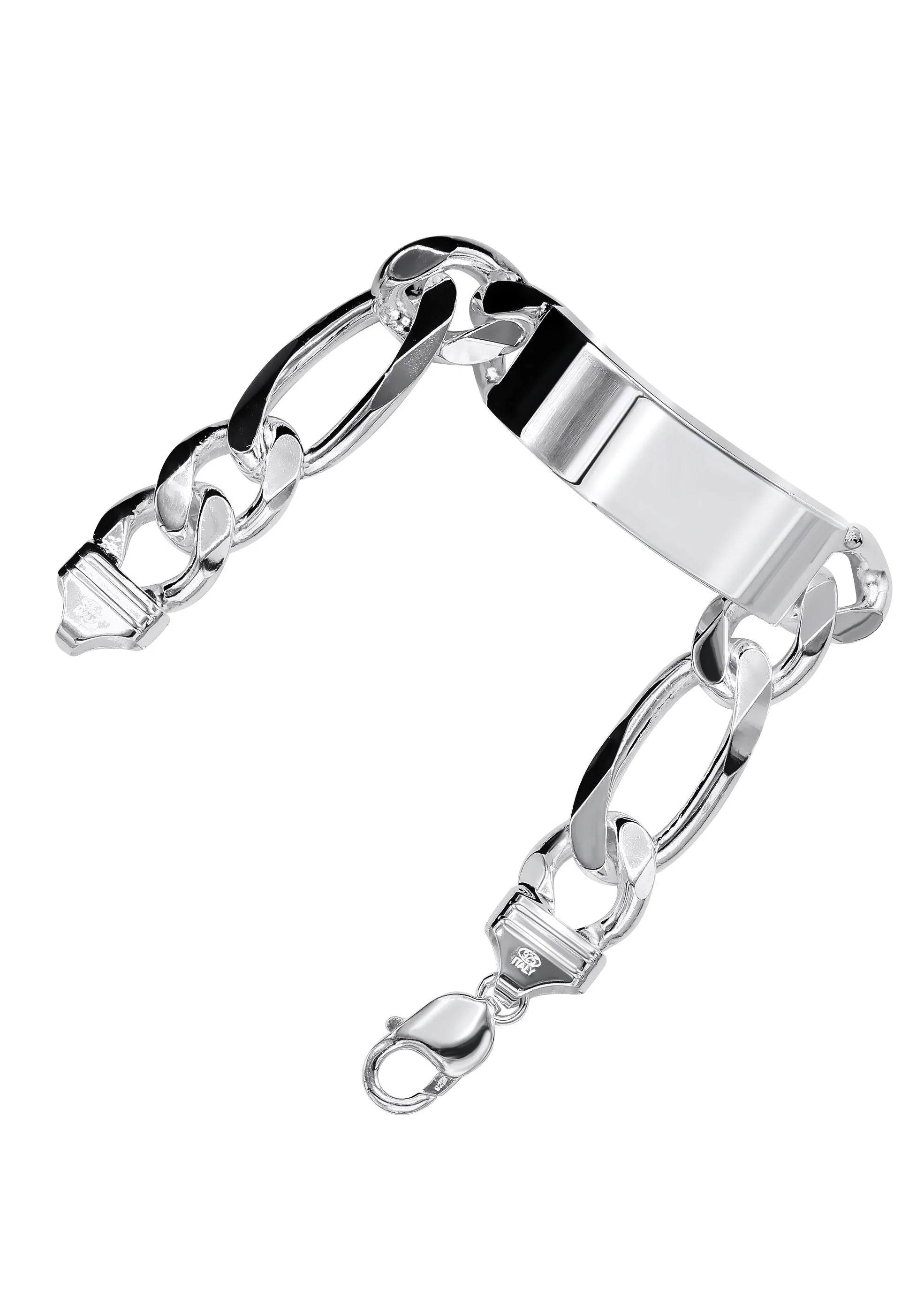Silver White ID Figaro Bracelet - Image 2