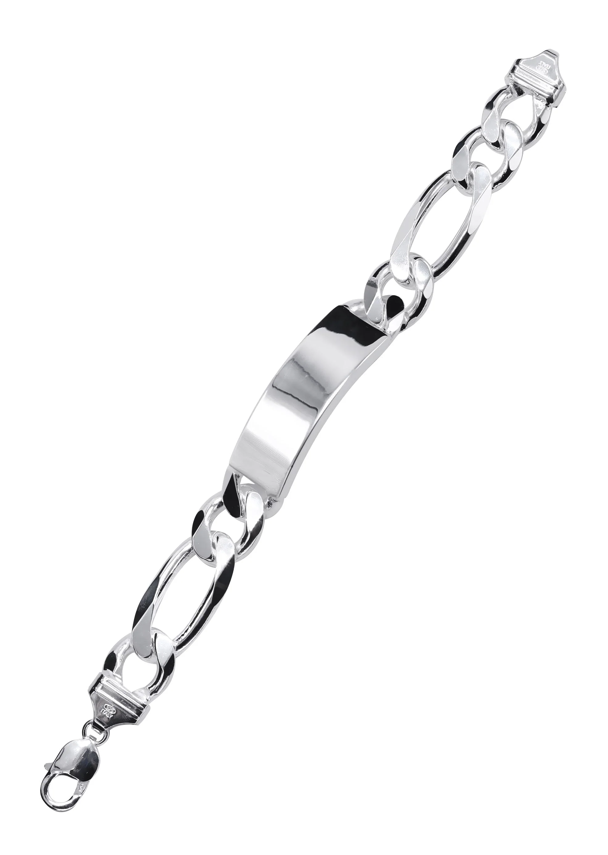 Silver White ID Figaro Bracelet - Image 3