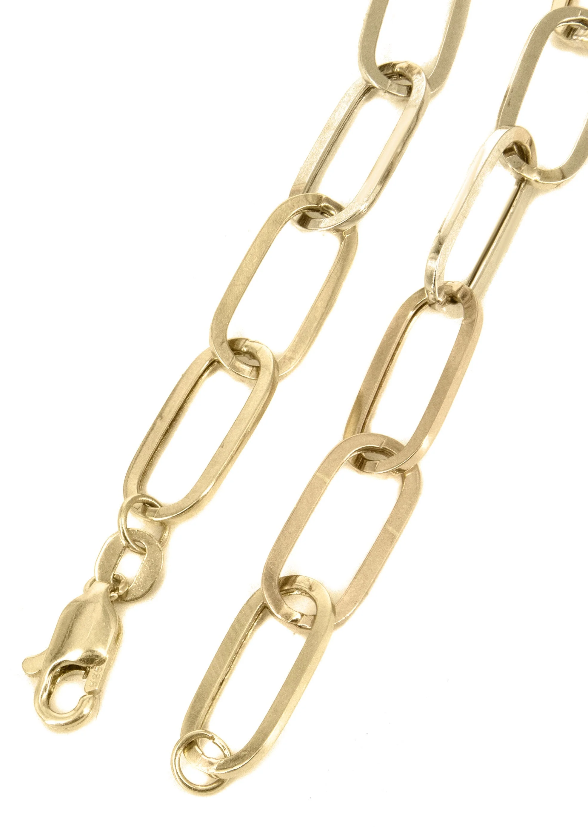 Solid Paper Clip Yellow Gold Chain 10K & 14K - Image 2