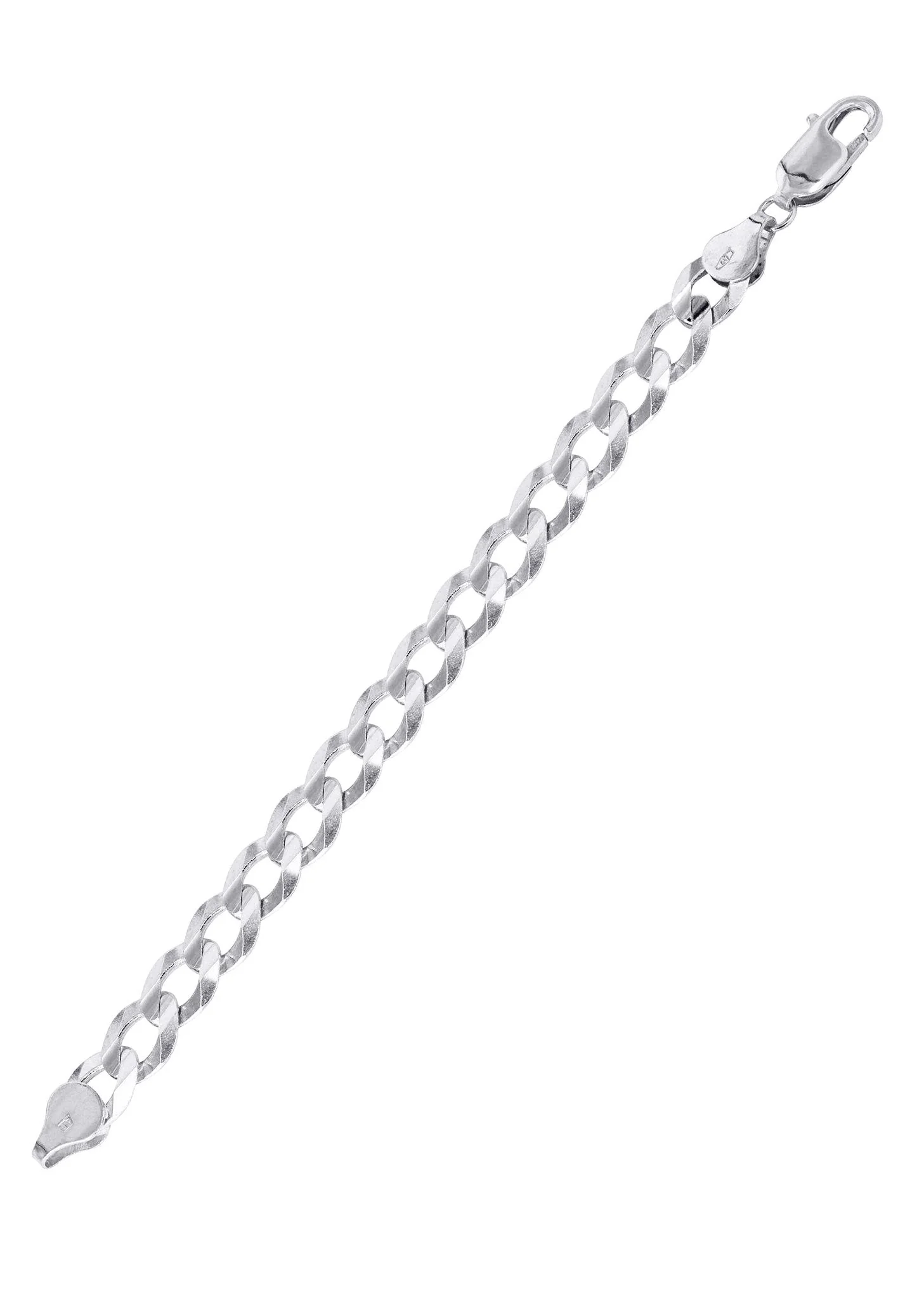 Solid Mens Cuban Curb Link Bracelet 10K/14K White Gold - Image 3