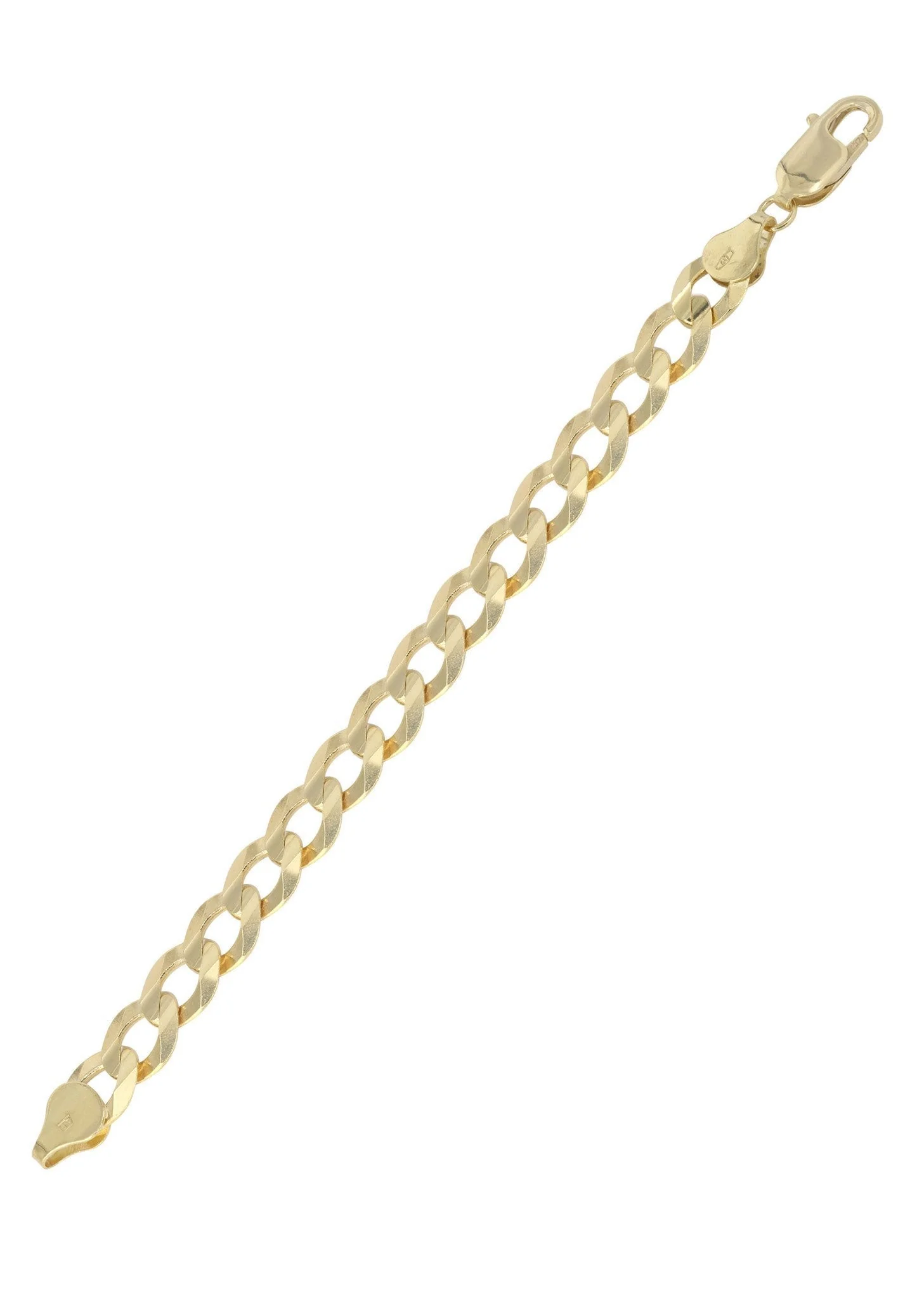 Solid Mens Cuban Curb Link Bracelet 10K/14K Yellow Gold - Image 3