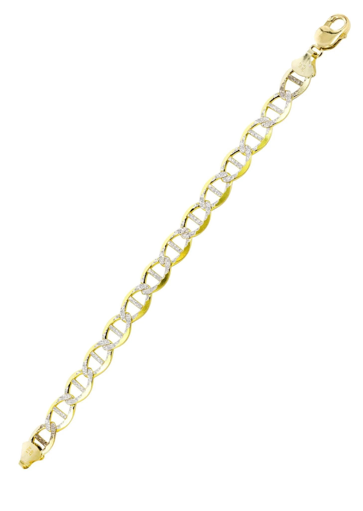 Solid Mens Diamond Cut Mariner Bracelet 10K/14K Yellow Gold - Image 3