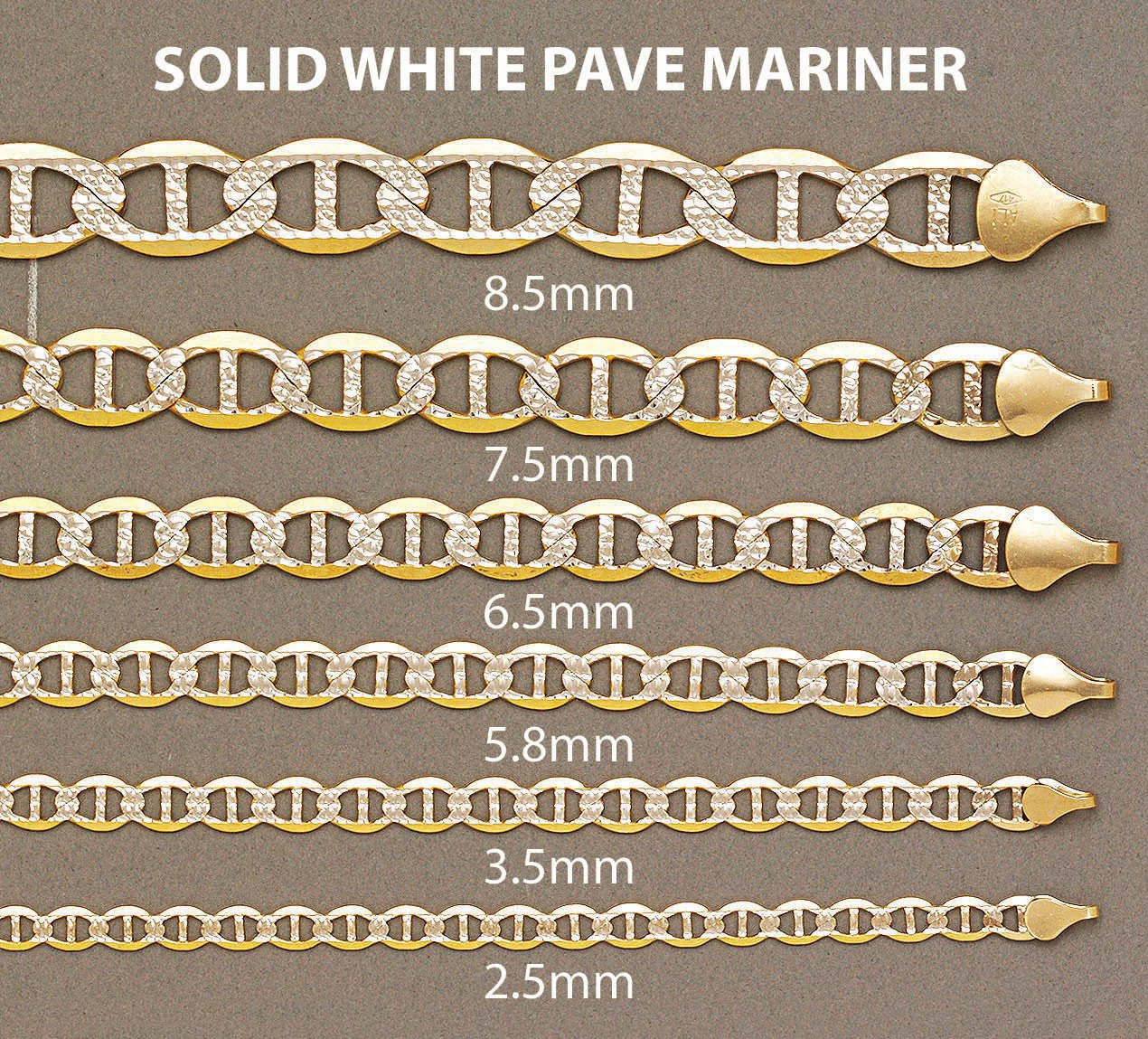 Solid Mens Diamond Cut Mariner Bracelet 10K/14K Yellow Gold - Image 4