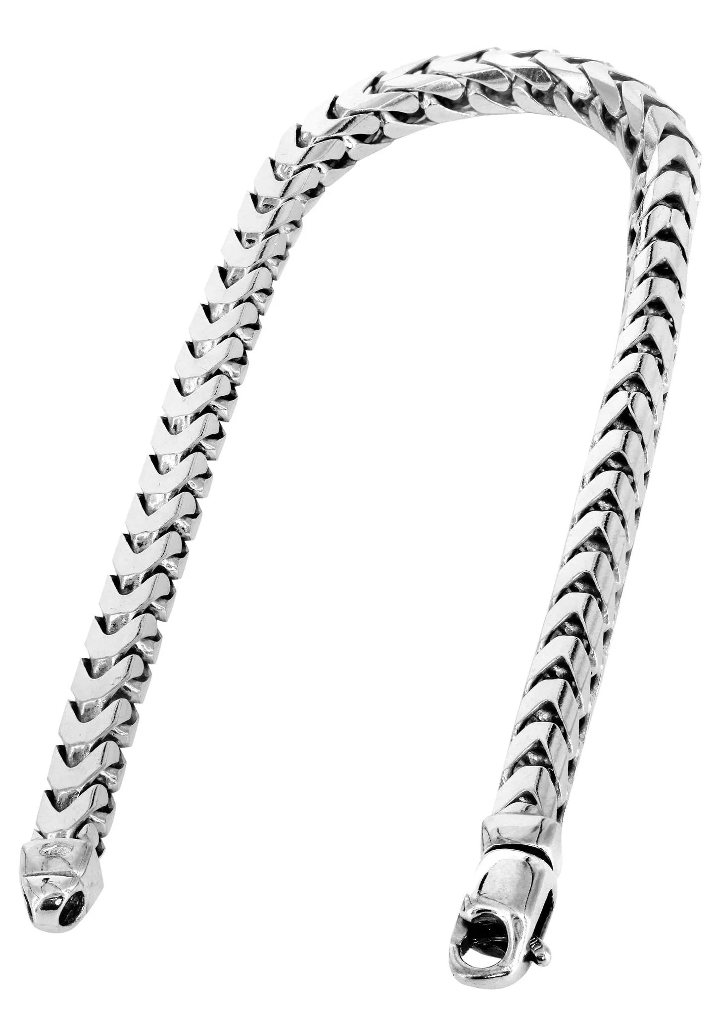 Solid Mens Franco Bracelet 10K/14K White Gold - Image 2