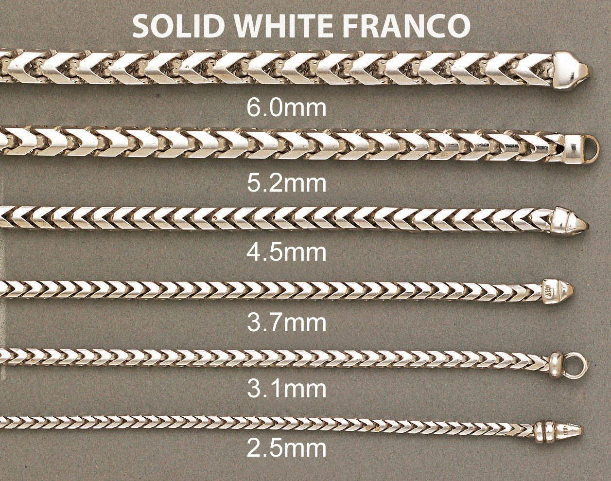 Solid Mens Franco Bracelet 10K/14K White Gold - Image 4