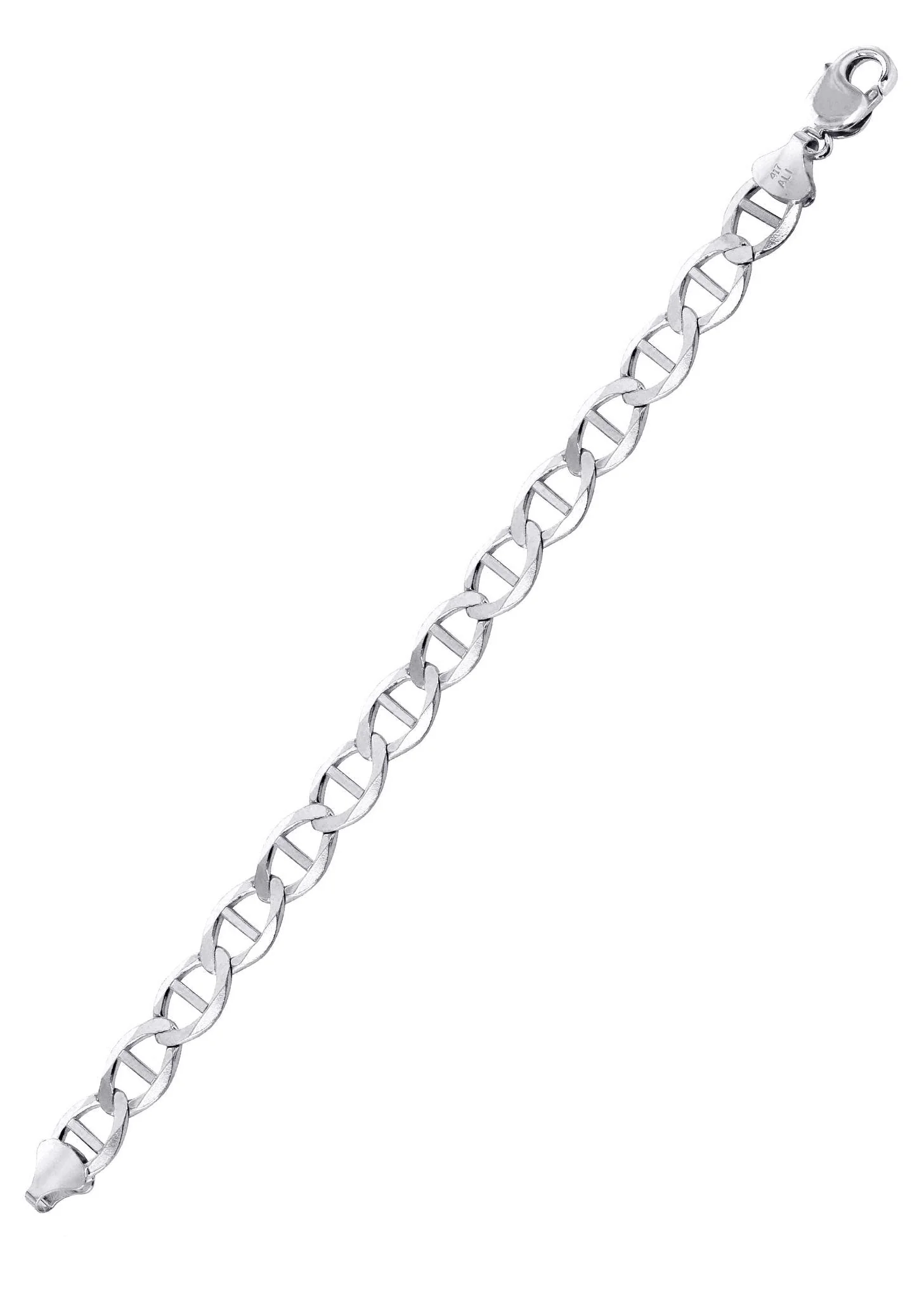 Solid Mens Mariner Bracelet 10K/14K White Gold - Image 3