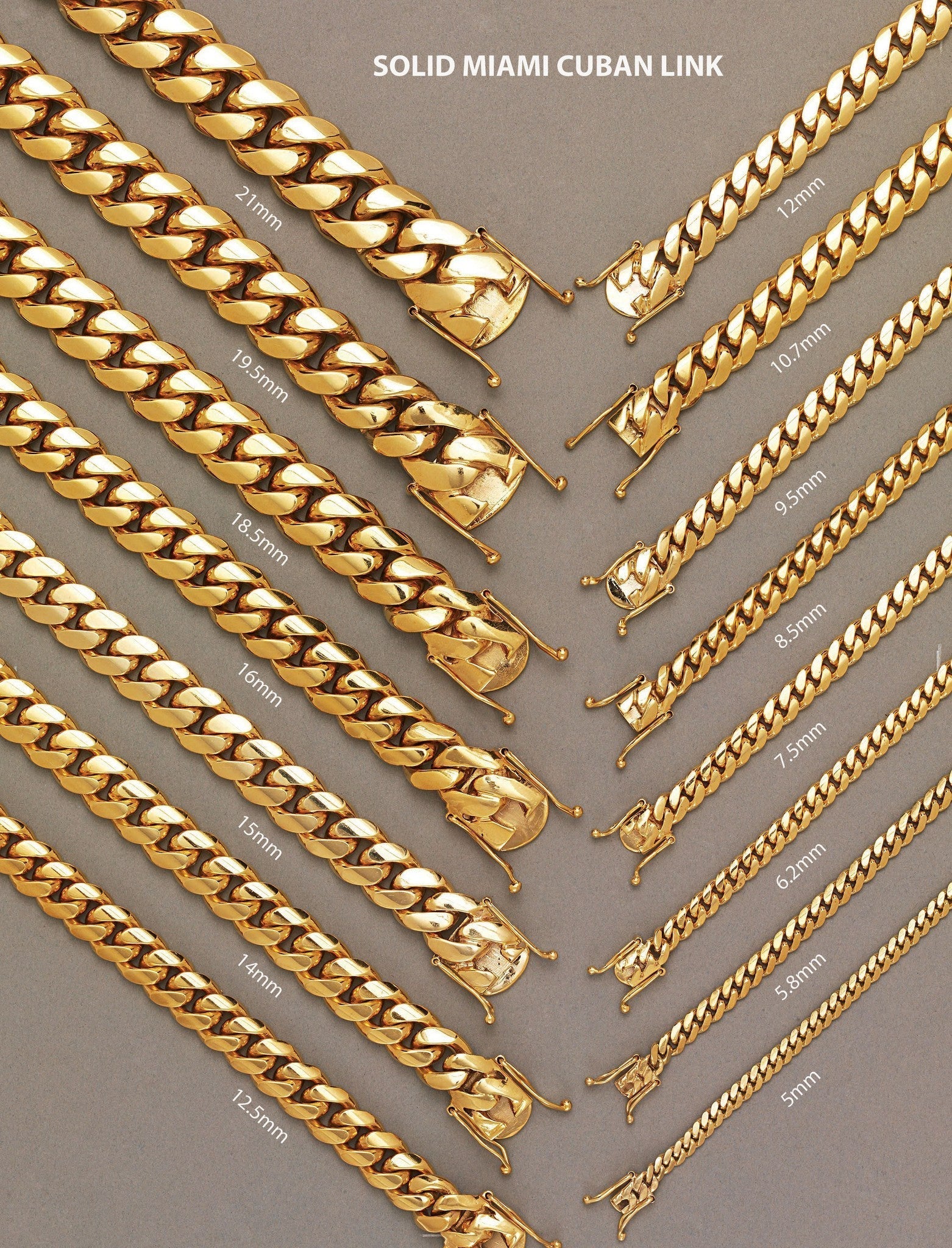 Solid Mens Miami Cuban Link Bracelet 10K/14K Yellow Gold - Image 4