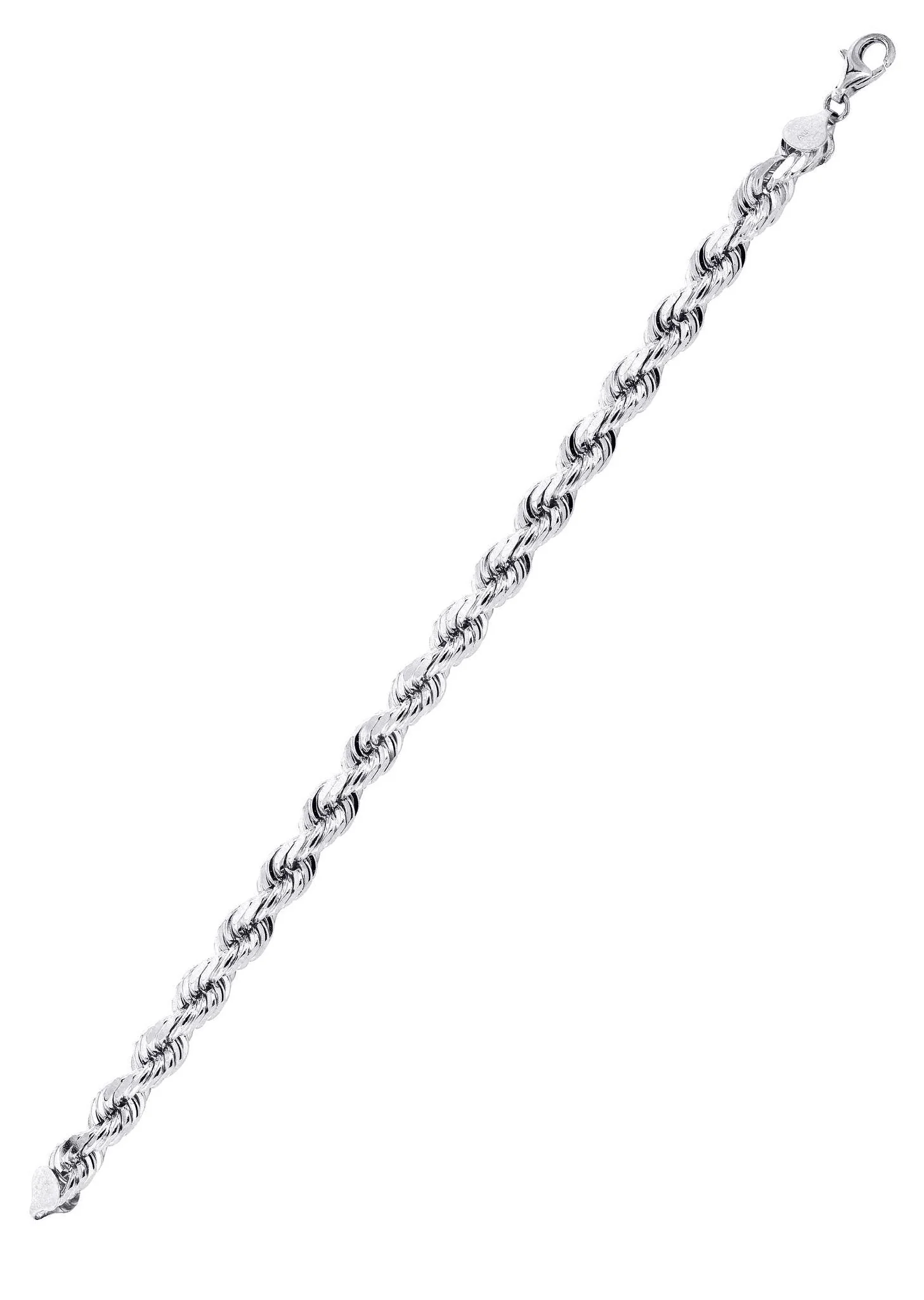 Solid Mens Rope Bracelet 10K/14K White Gold - Image 3