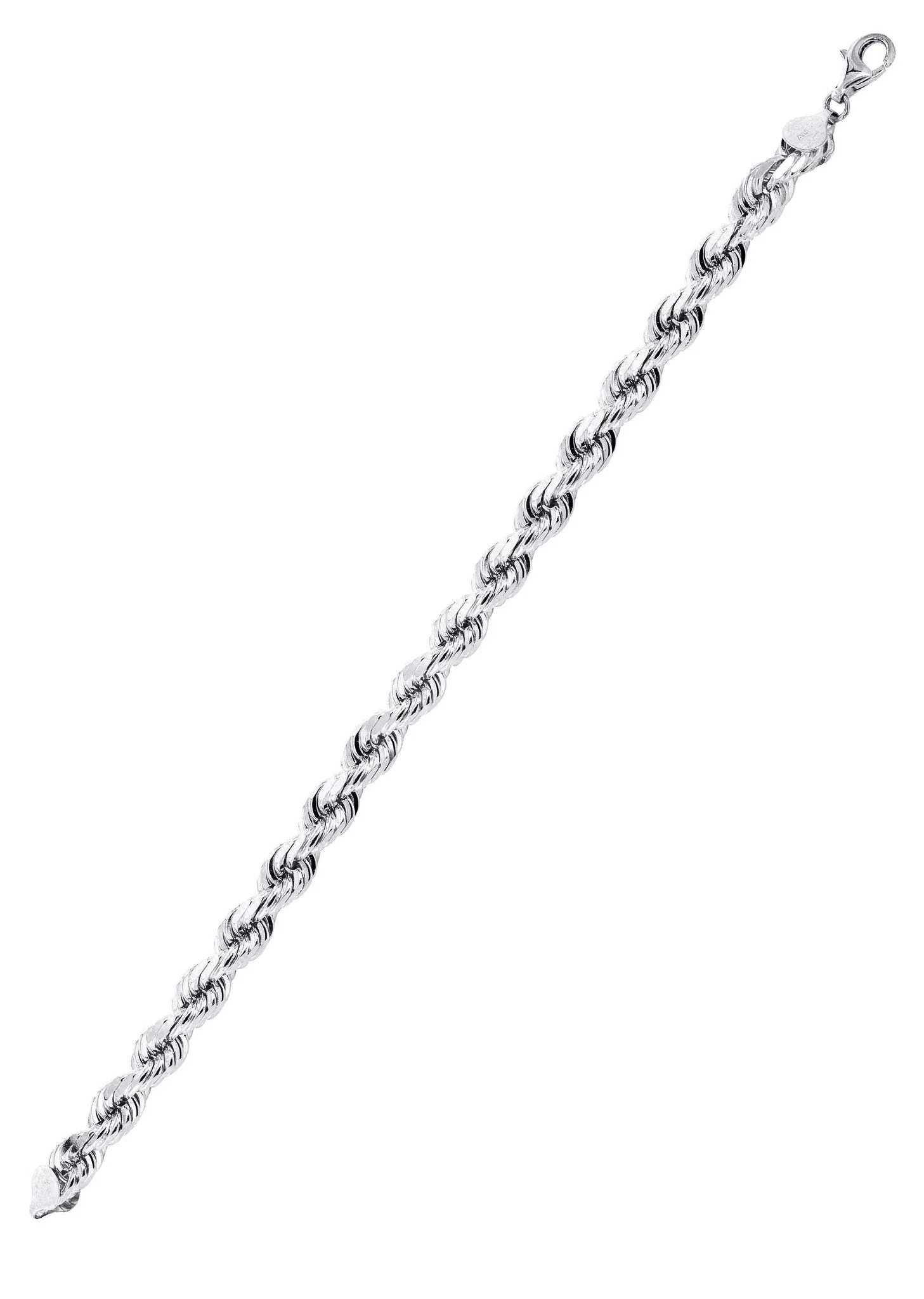 Solid Mens Rope Bracelet 10K White Gold - Image 3