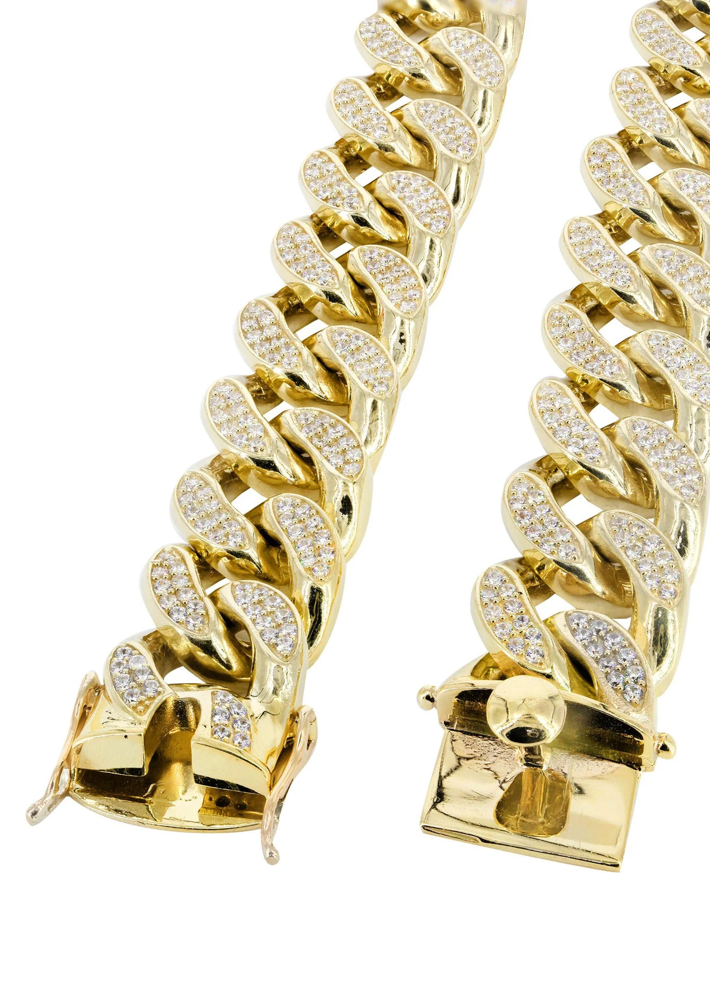 Solid Mens Ruby & Cz Miami Cuban Link Chain 10K Yellow Gold - Image 4