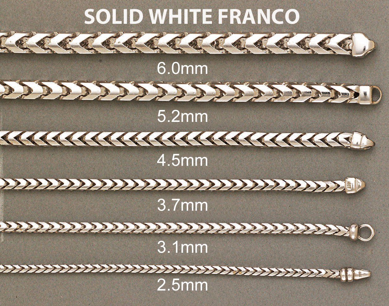 Mens Solid Franco Chain 10K White Gold - Image 5