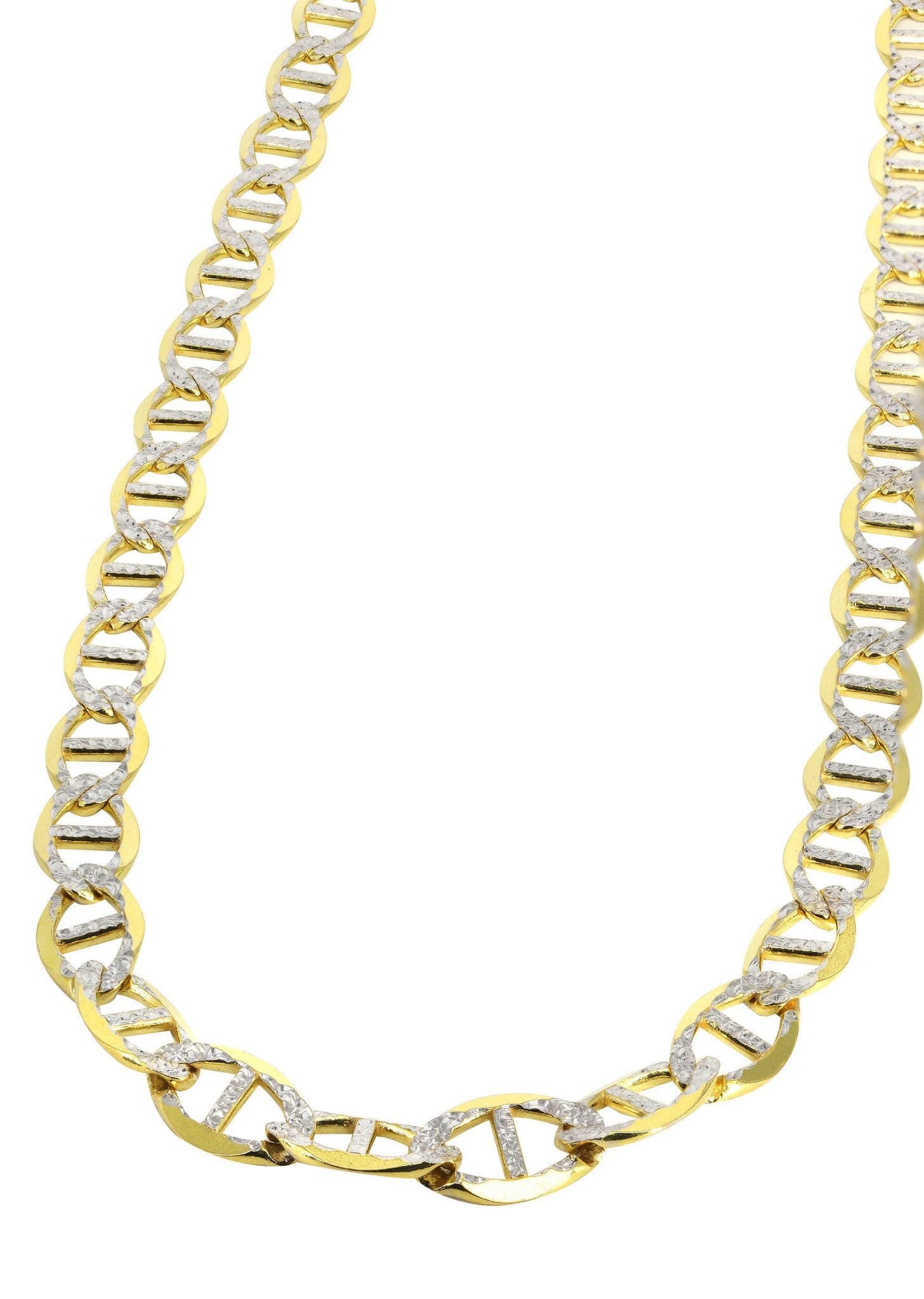 Solid Diamond Cut Mariner Chain 14K Gold
