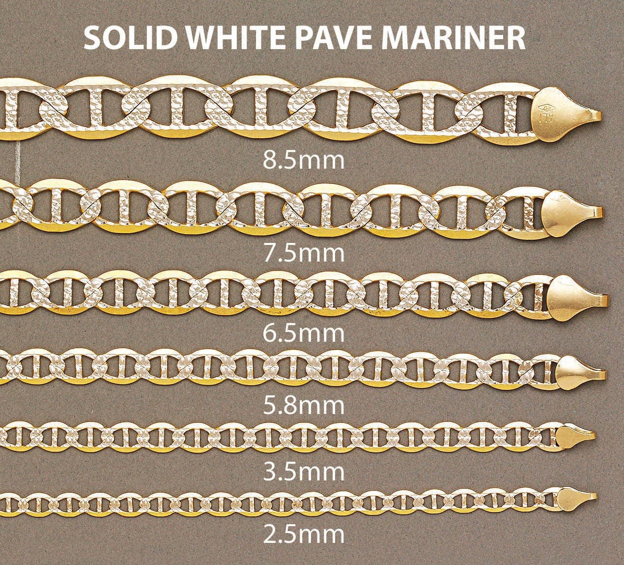 Solid Diamond Cut Mariner Chain 14K Gold - Image 5