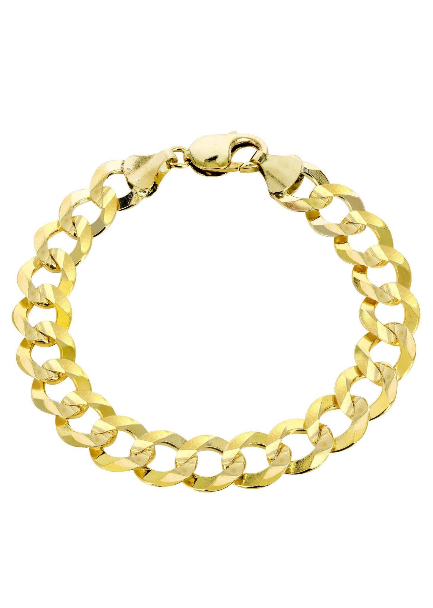 Solid Womens Cuban Link Bracelet 10K/14K Yellow Gold