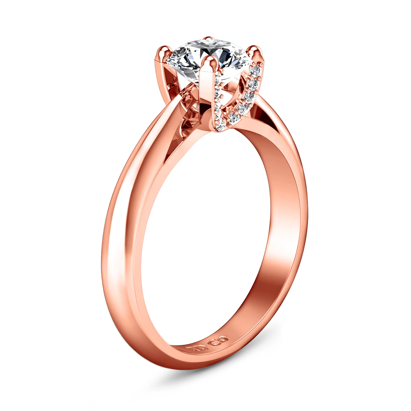 Solitaire Diamond Engagement Ring Caressa 14K Rose Gold - Image 2