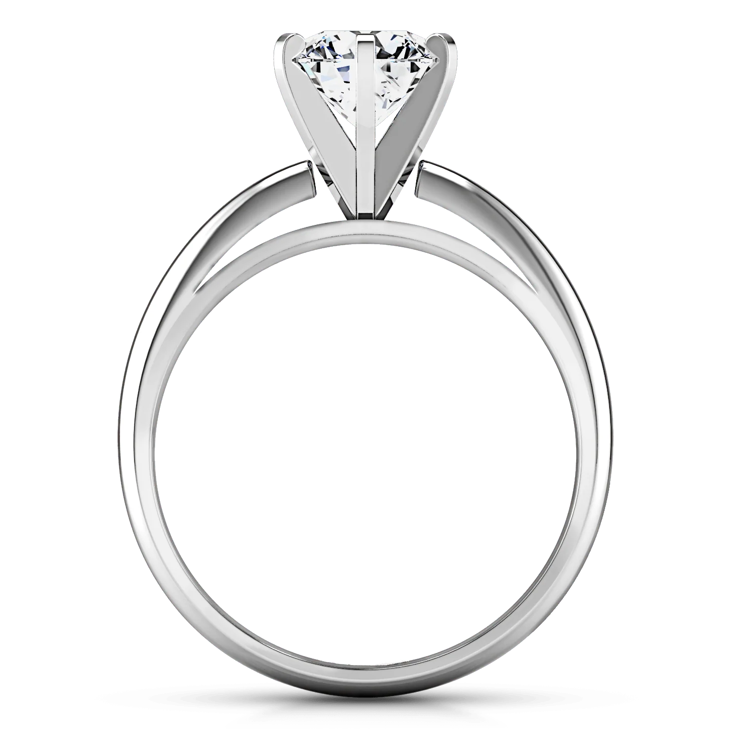 Round Diamond Solitaire Engagement Ring Cathedral 6 Prong 14K White Gold - Image 3