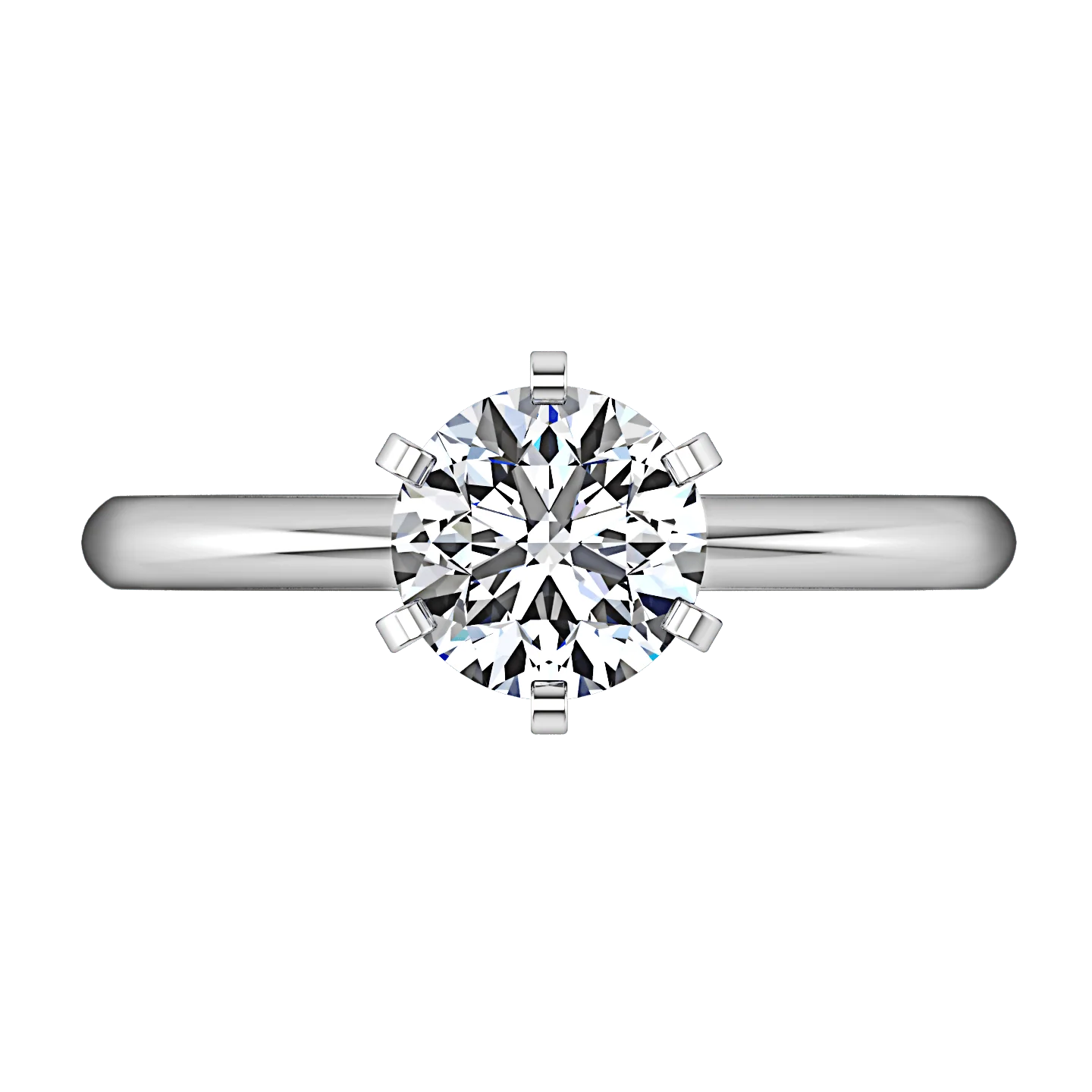 Round Diamond Solitaire Engagement Ring Cathedral 6 Prong 14K White Gold - Image 4