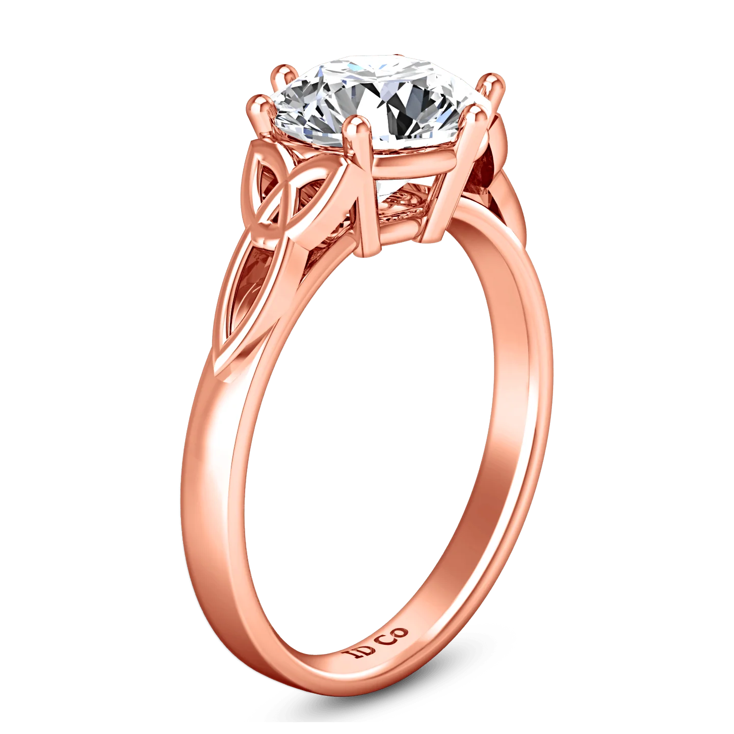Solitaire Diamond Engagement Ring Fiona Celtic Knot 14K Rose Gold - Image 2