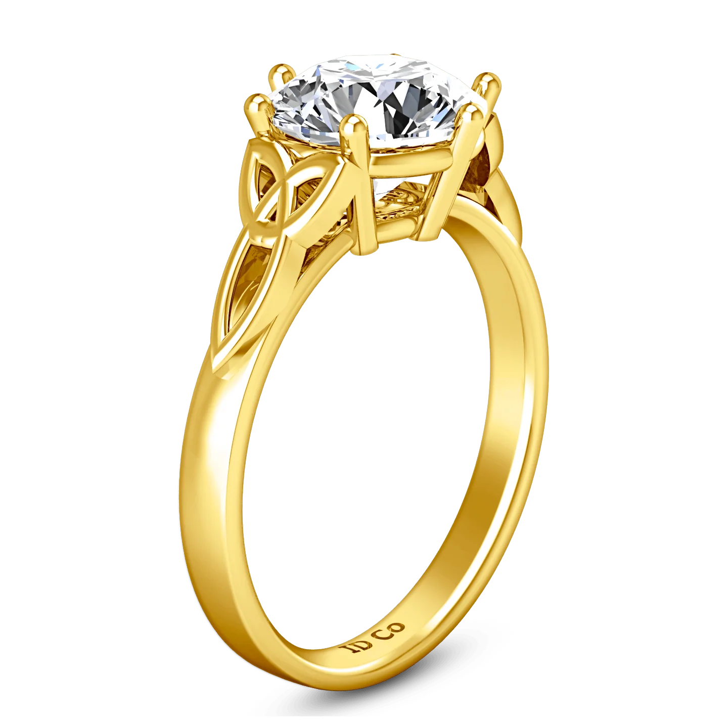 Solitaire Diamond Engagement Ring Fiona Celtic Knot 14K Yellow Gold - Image 2
