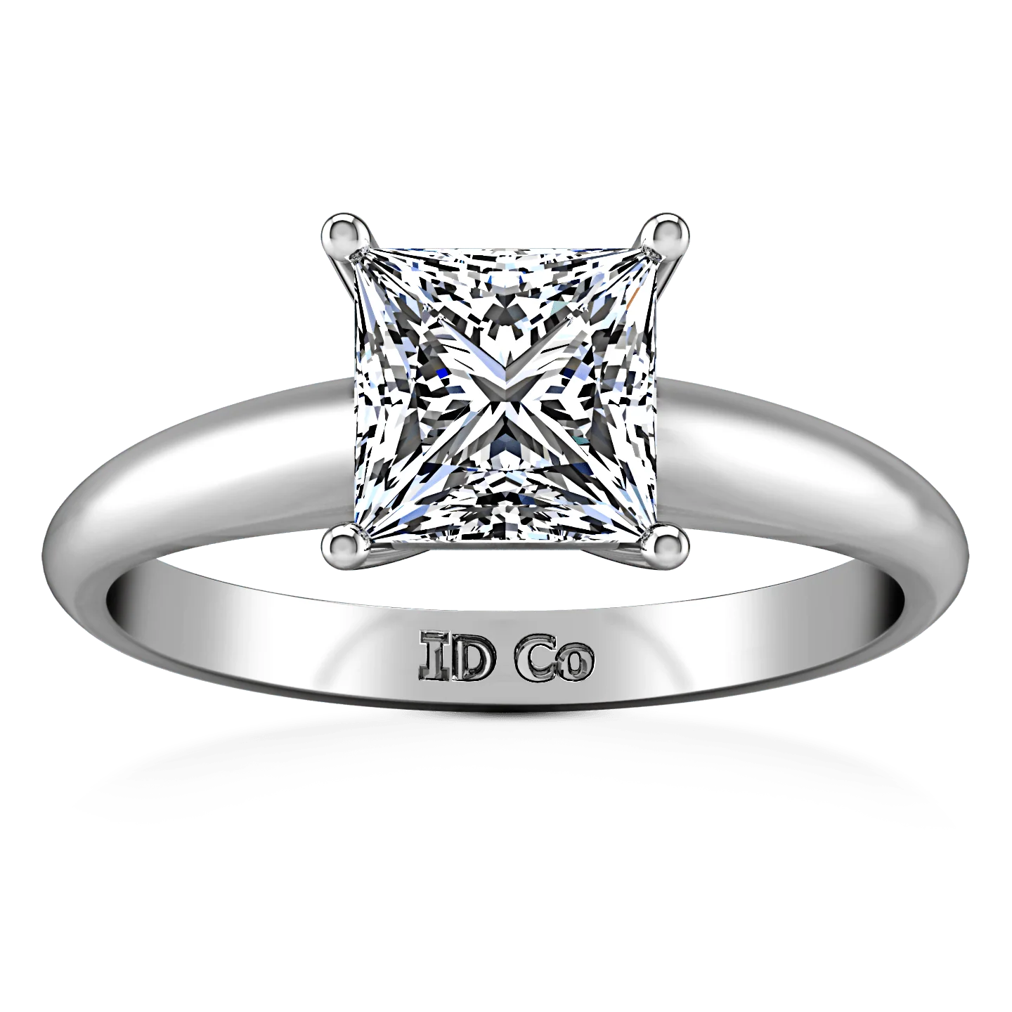 Solitaire Princess Cut Diamond Engagement Ring Cindy 14K White Gold