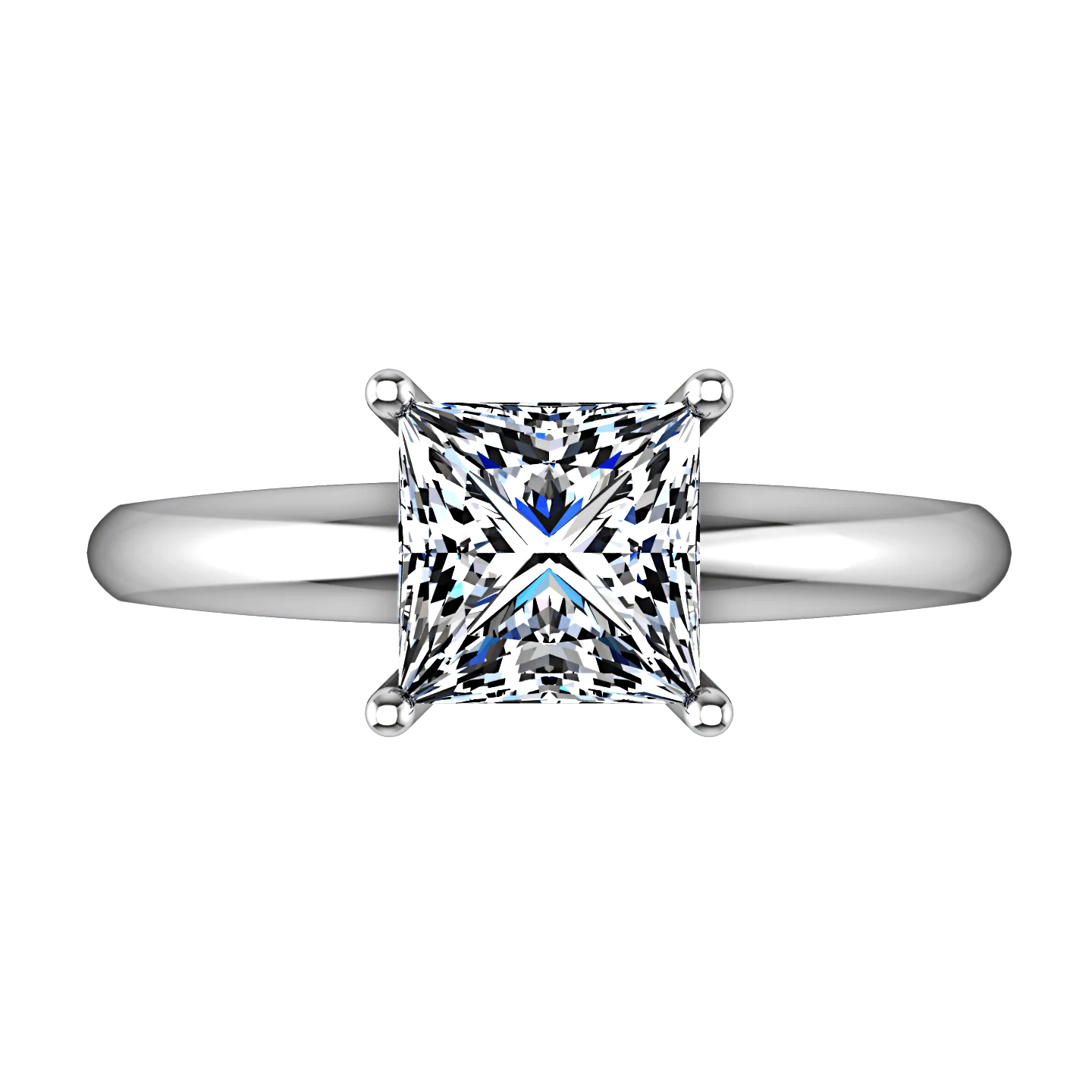Solitaire Princess Cut Diamond Engagement Ring Cindy 14K White Gold - Image 3