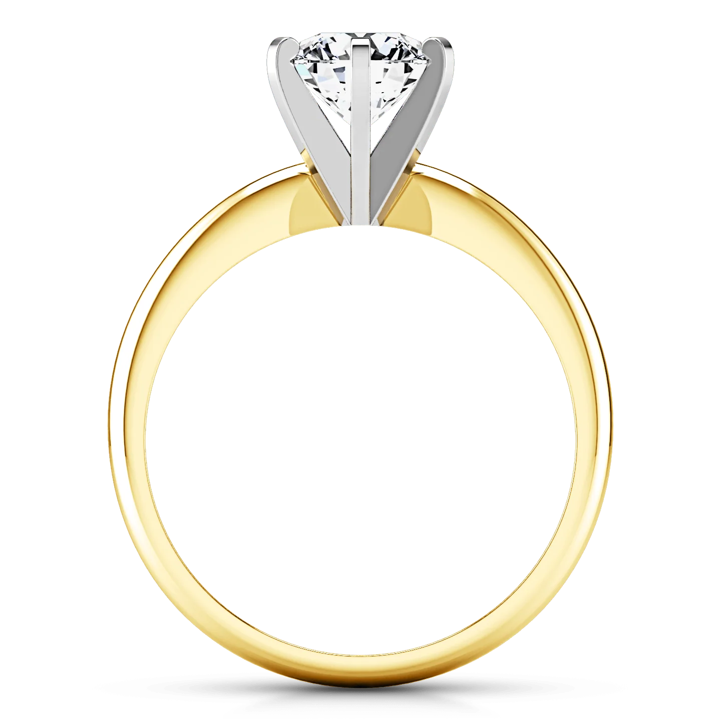 Solitaire Diamond Engagement Ring Classic 6 Prong 14K Yellow Gold - Image 3