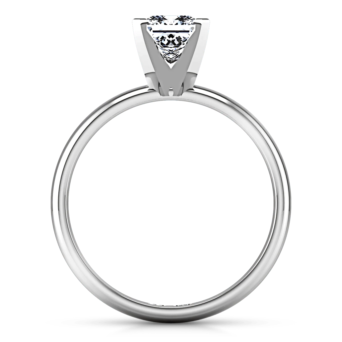Solitaire Princess Cut Diamond Engagement Ring Comfort Fit  14K White Gold - Image 3