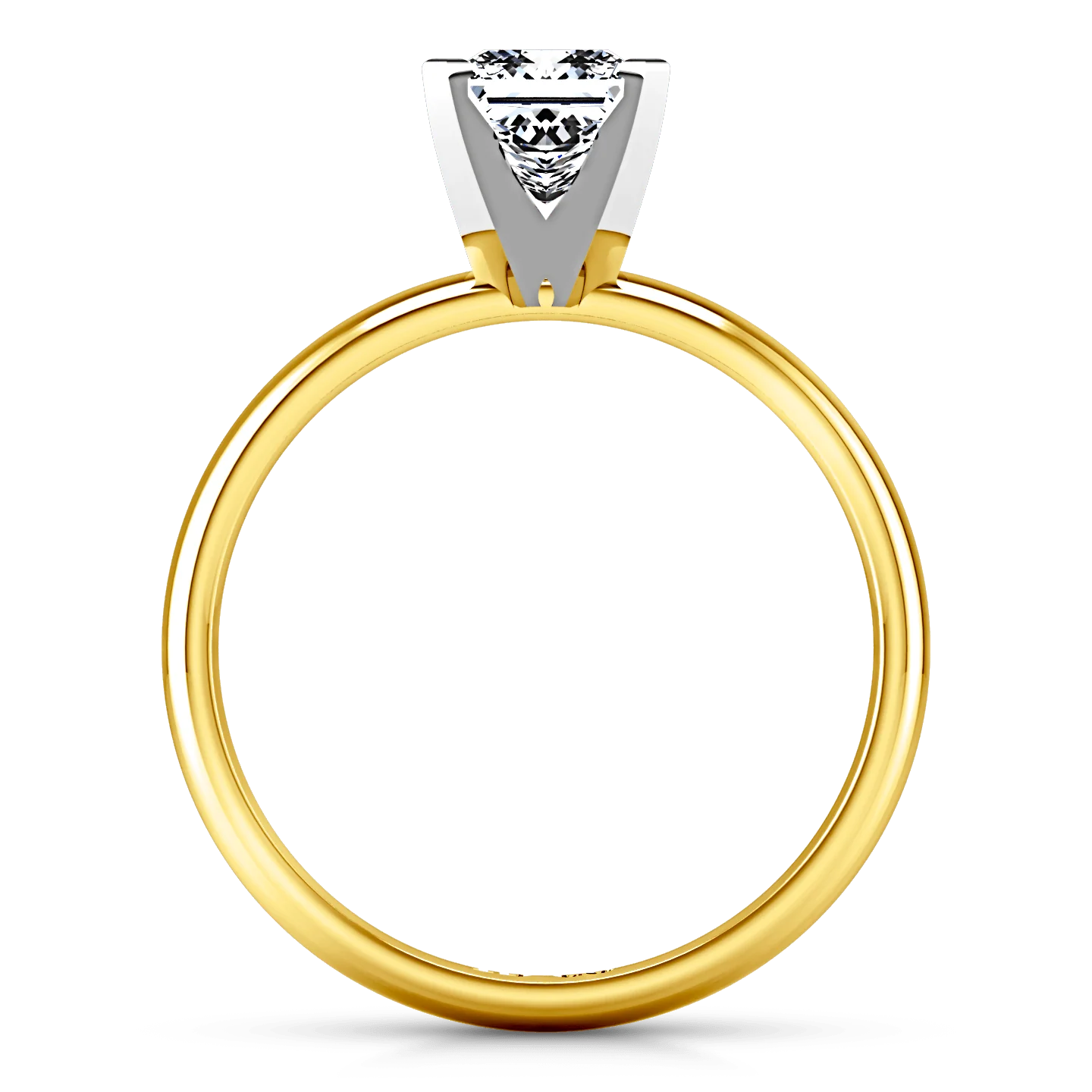 Solitaire Diamond Princess Cut Engagement Ring Comfort Fit 14K Yellow Gold - Image 3