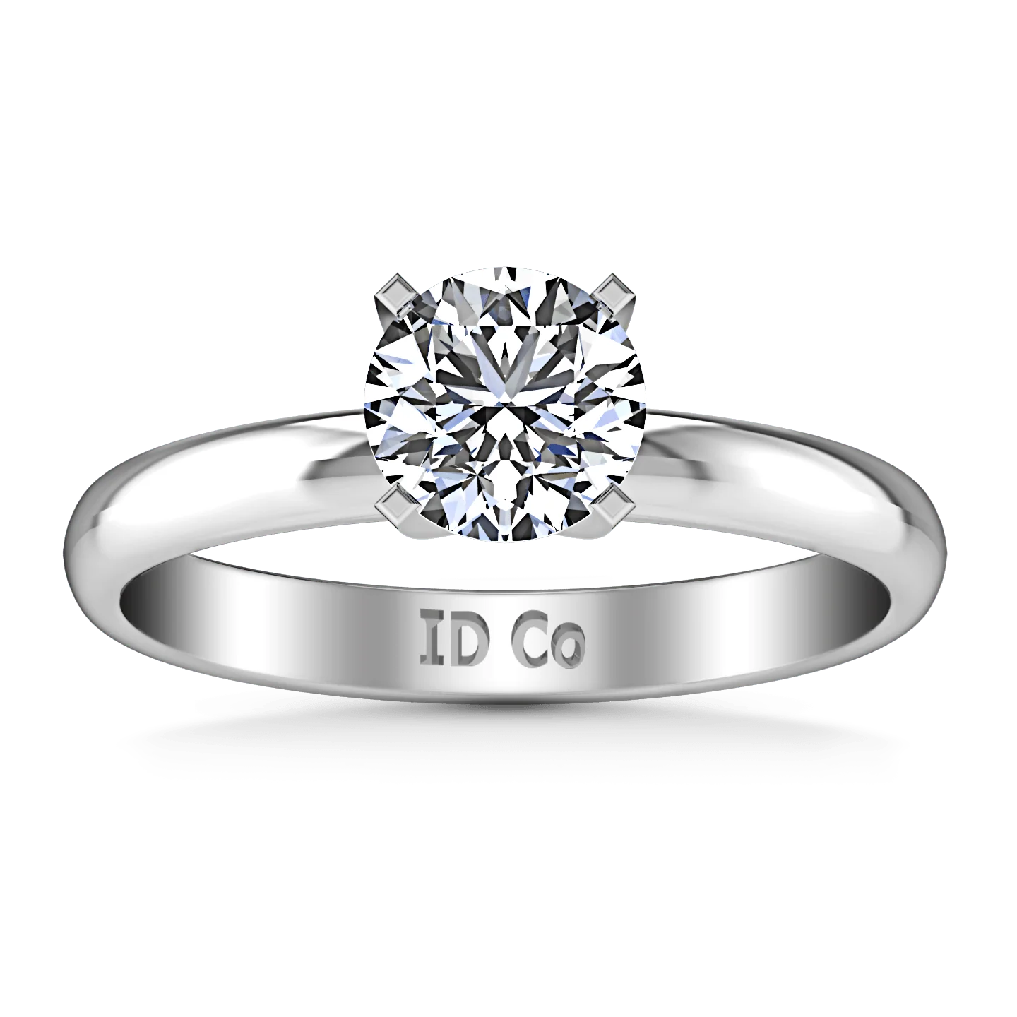 Round Diamond Solitaire Engagement Ring Comfort Fit Round Diamond Diamond 14K White Gold