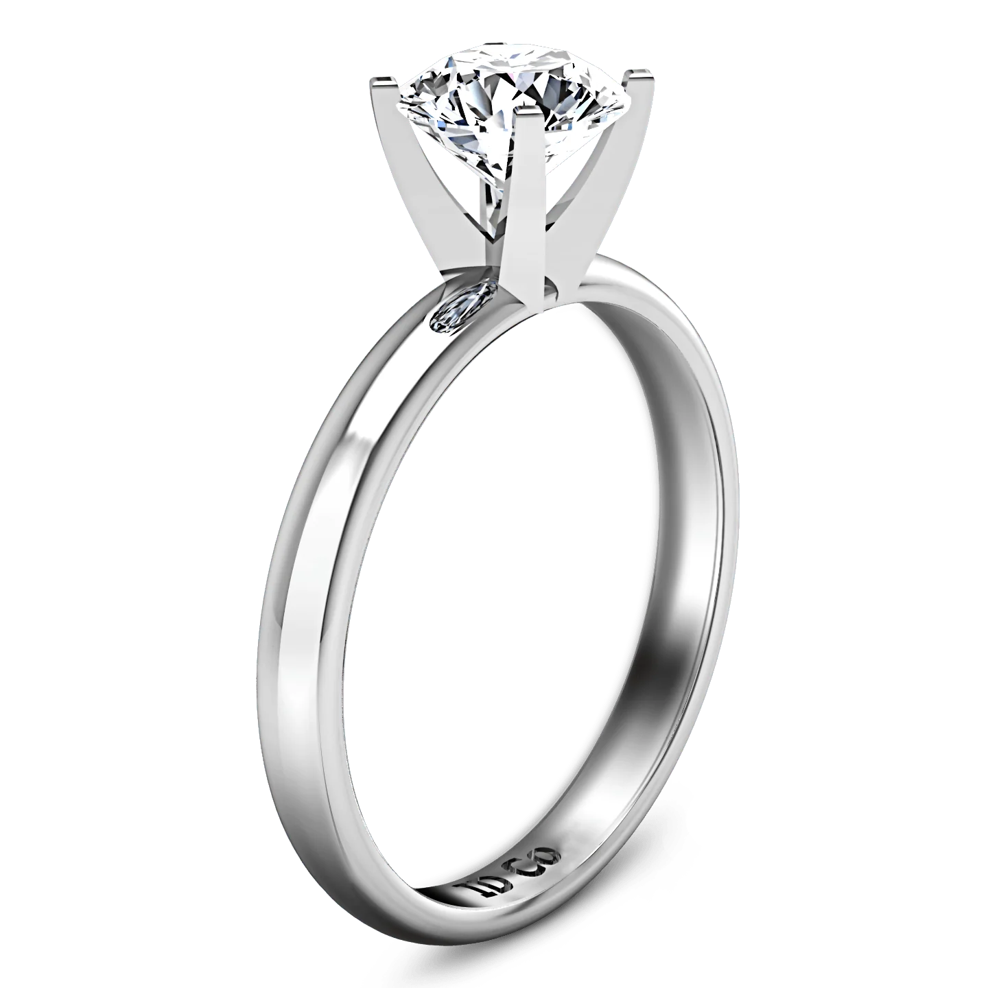 Round Diamond Solitaire Engagement Ring Comfort Fit Round Diamond Diamond 14K White Gold - Image 2