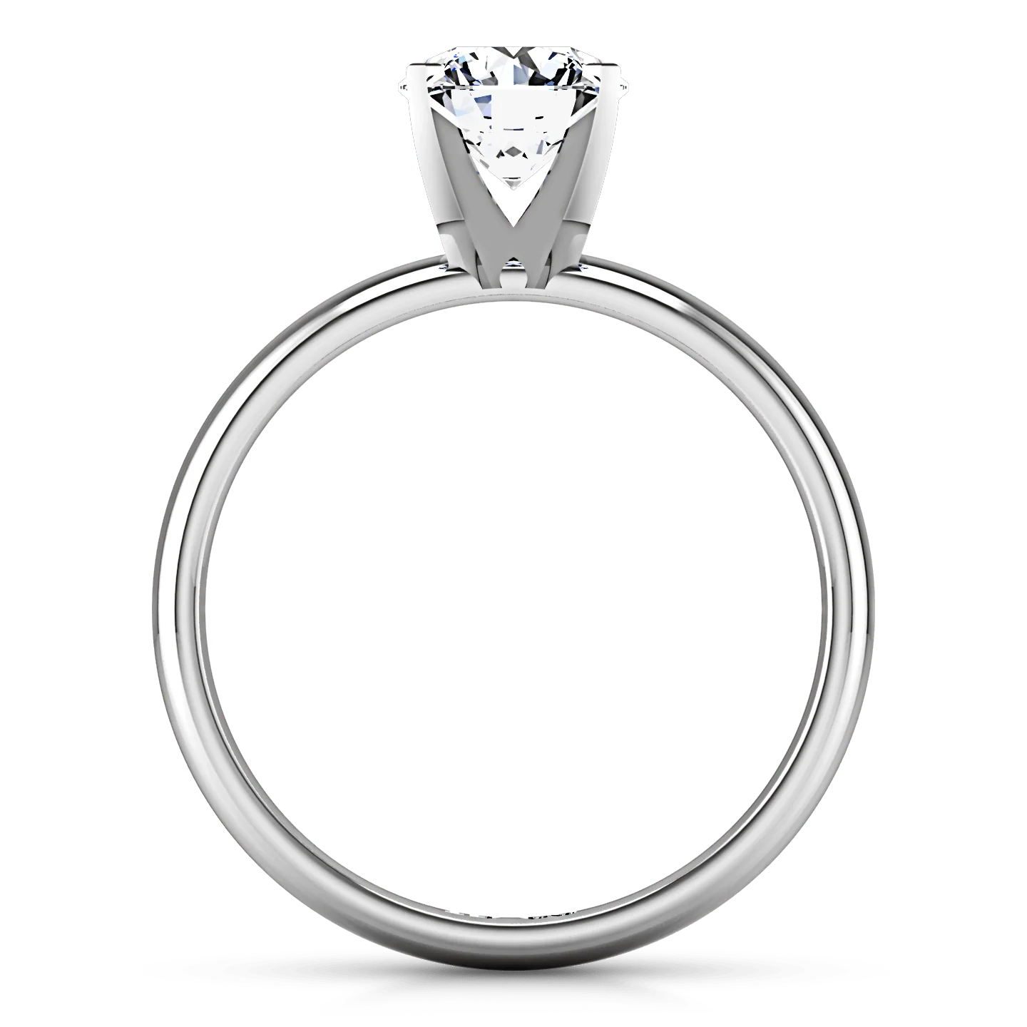 Round Diamond Solitaire Engagement Ring Comfort Fit Round Diamond Diamond 14K White Gold - Image 3