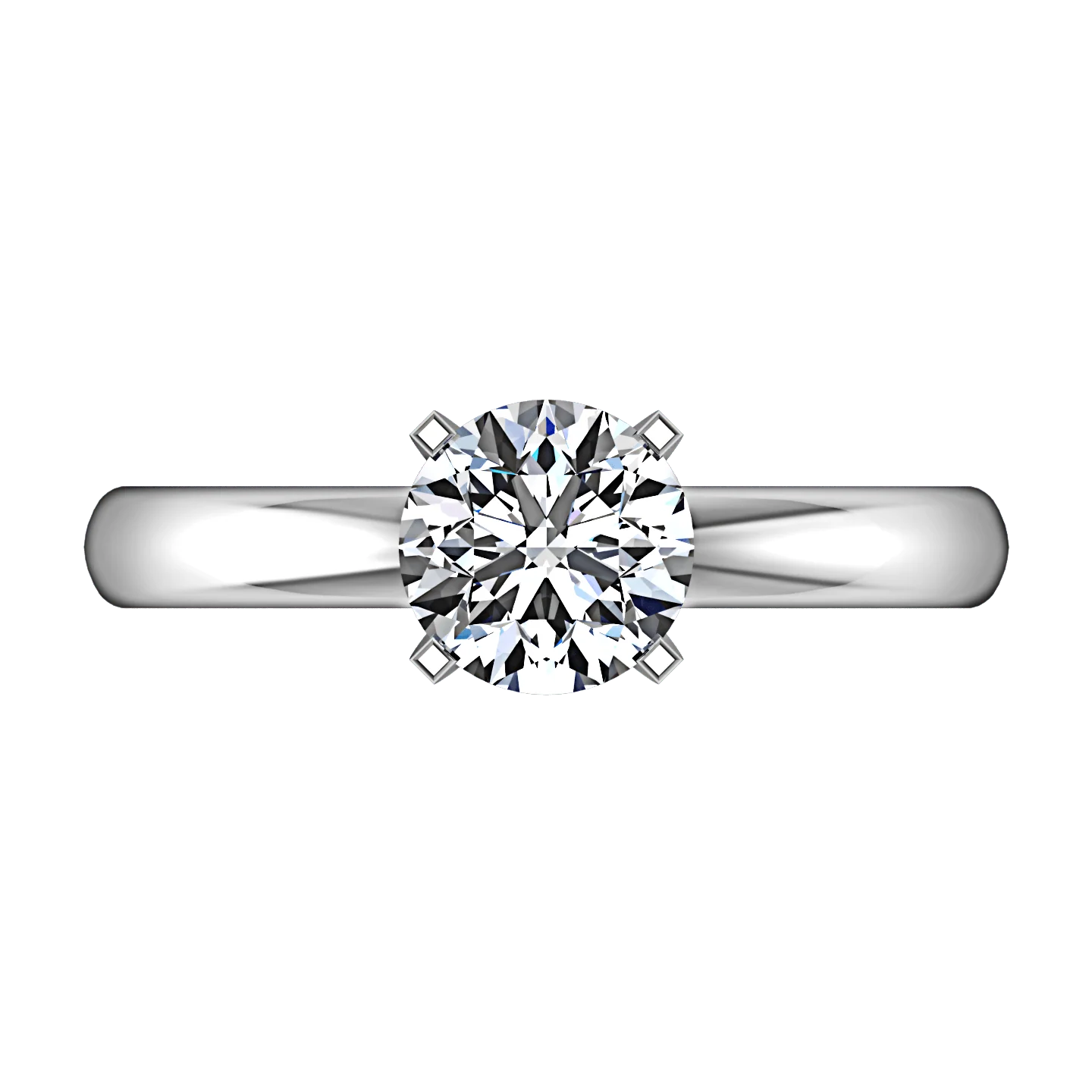 Round Diamond Solitaire Engagement Ring Comfort Fit Round Diamond Diamond 14K White Gold - Image 4