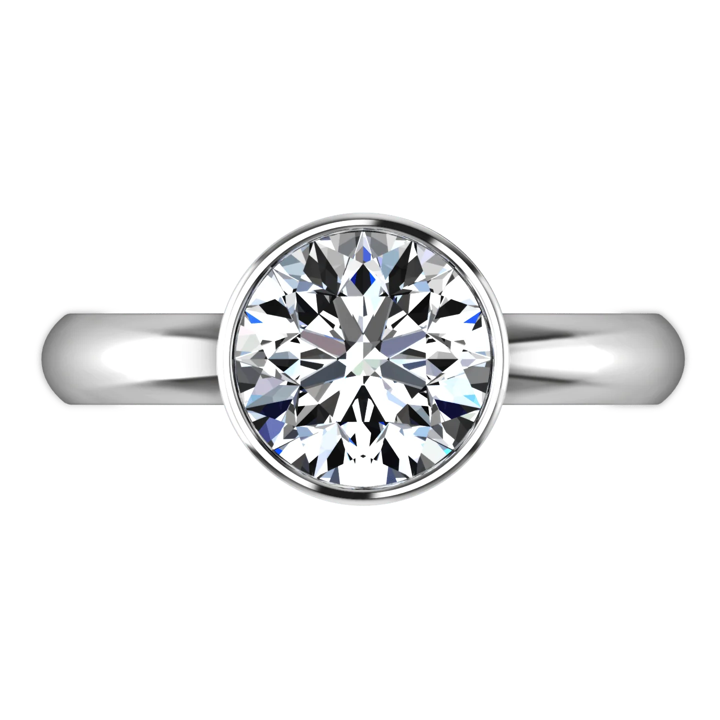 Round Diamond Solitaire Engagement Ring Contempo 14K White Gold - Image 3
