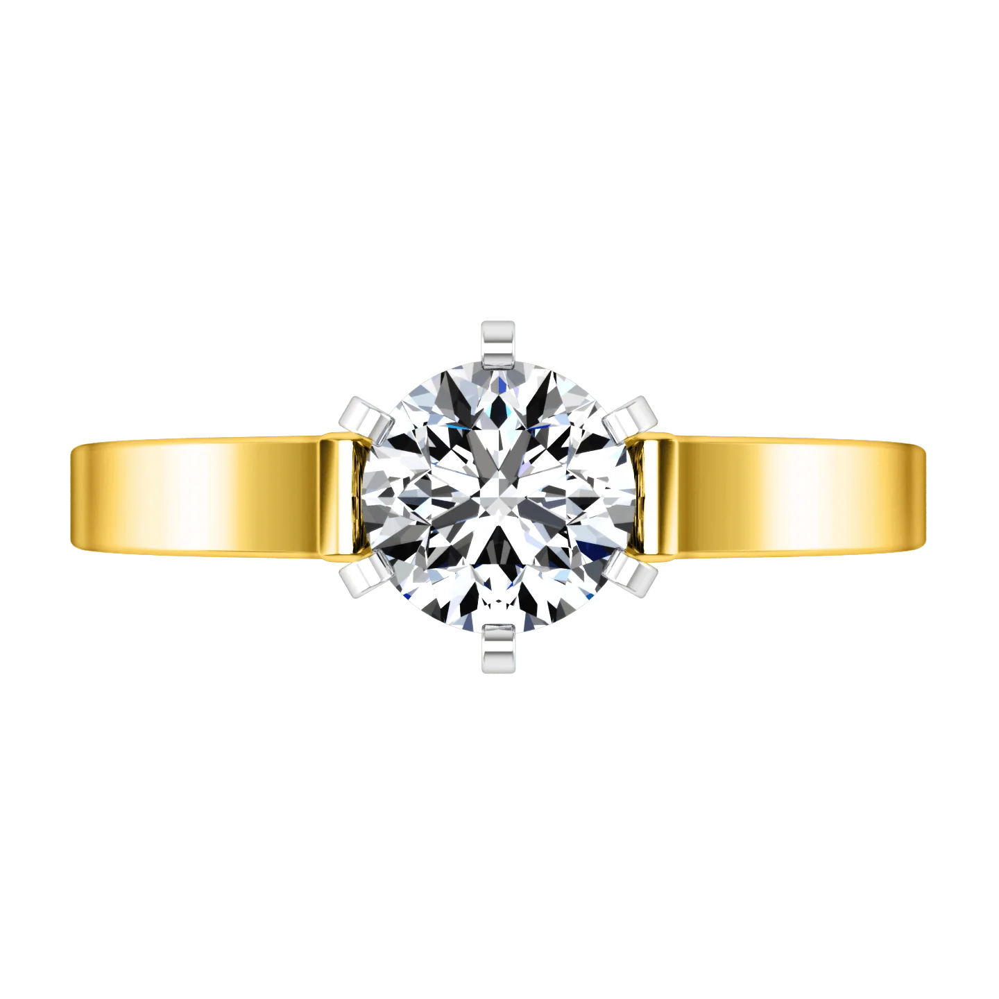 Solitaire Diamond Engagement Ring Curved Shoulder 14K Yellow Gold - Image 4
