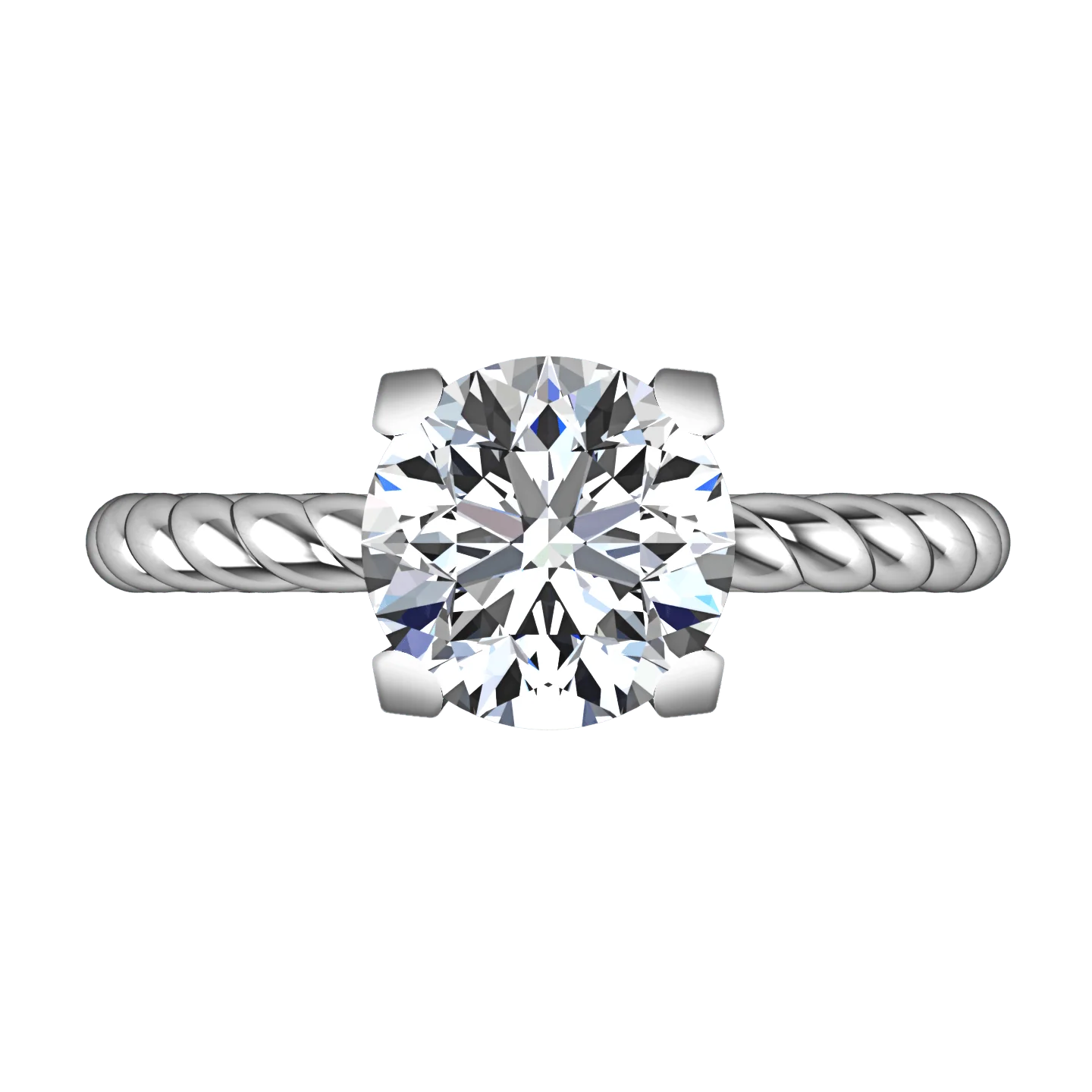 Round Diamond Solitaire Engagement Ring Ellery 14K White Gold - Image 4