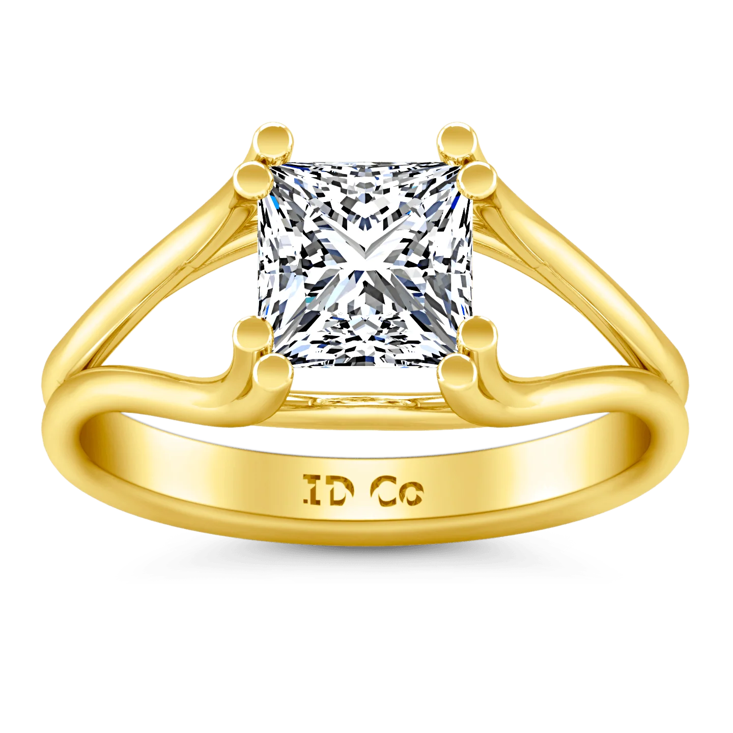 Solitaire Diamond Princess Cut Engagement Ring Bella 14K Yellow Gold