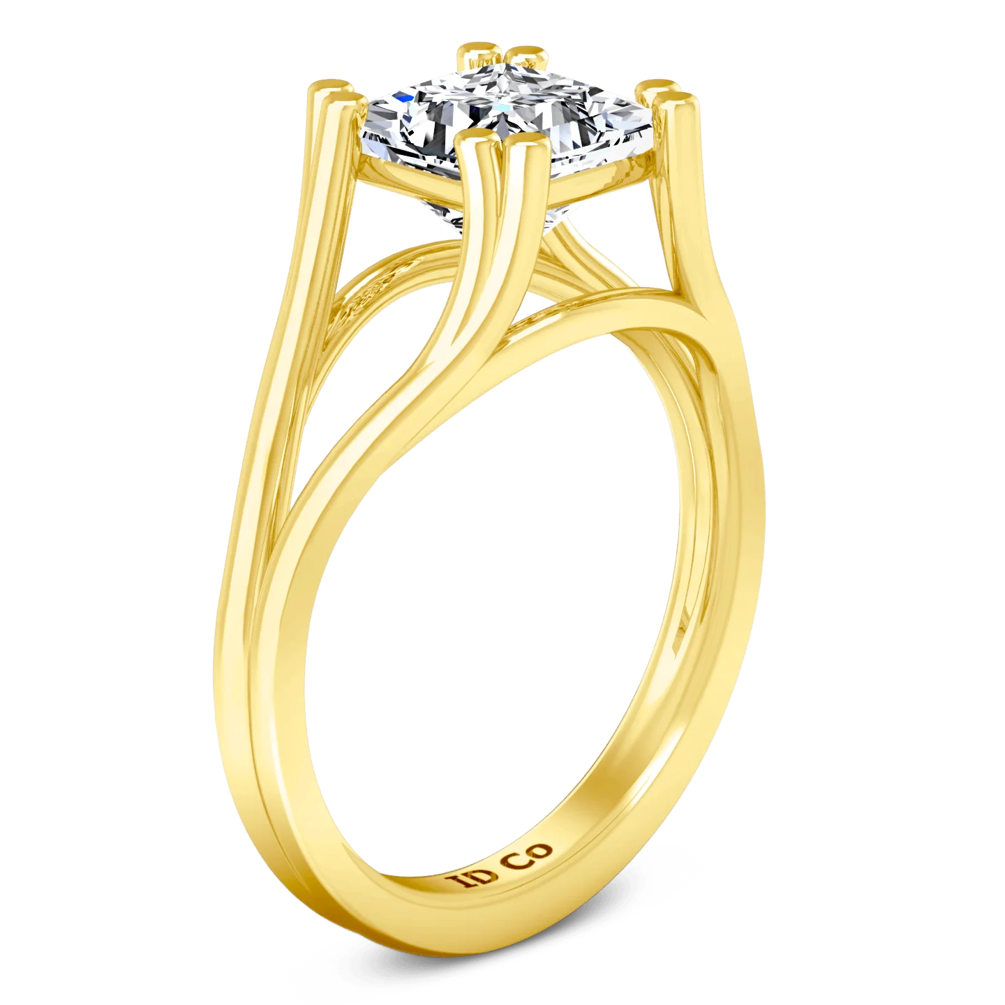 Solitaire Diamond Princess Cut Engagement Ring Bella 14K Yellow Gold - Image 2