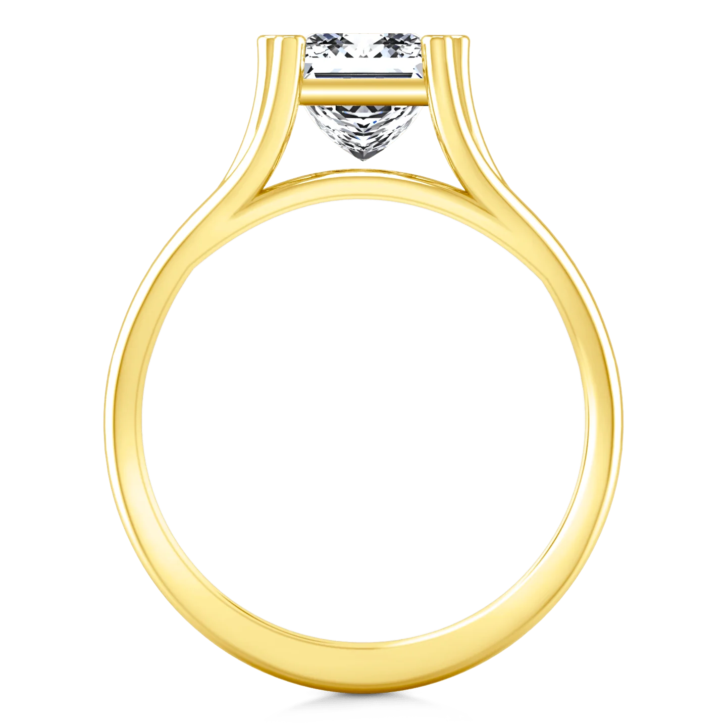 Solitaire Diamond Princess Cut Engagement Ring Bella 14K Yellow Gold - Image 3