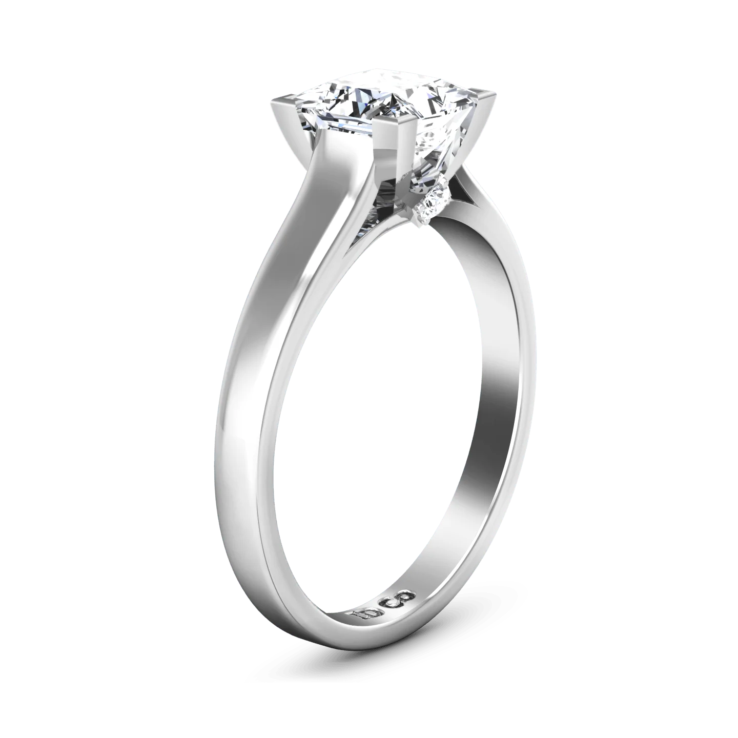 Solitaire Princess Cut Diamond Engagement Ring Holly 14K White Gold - Image 2