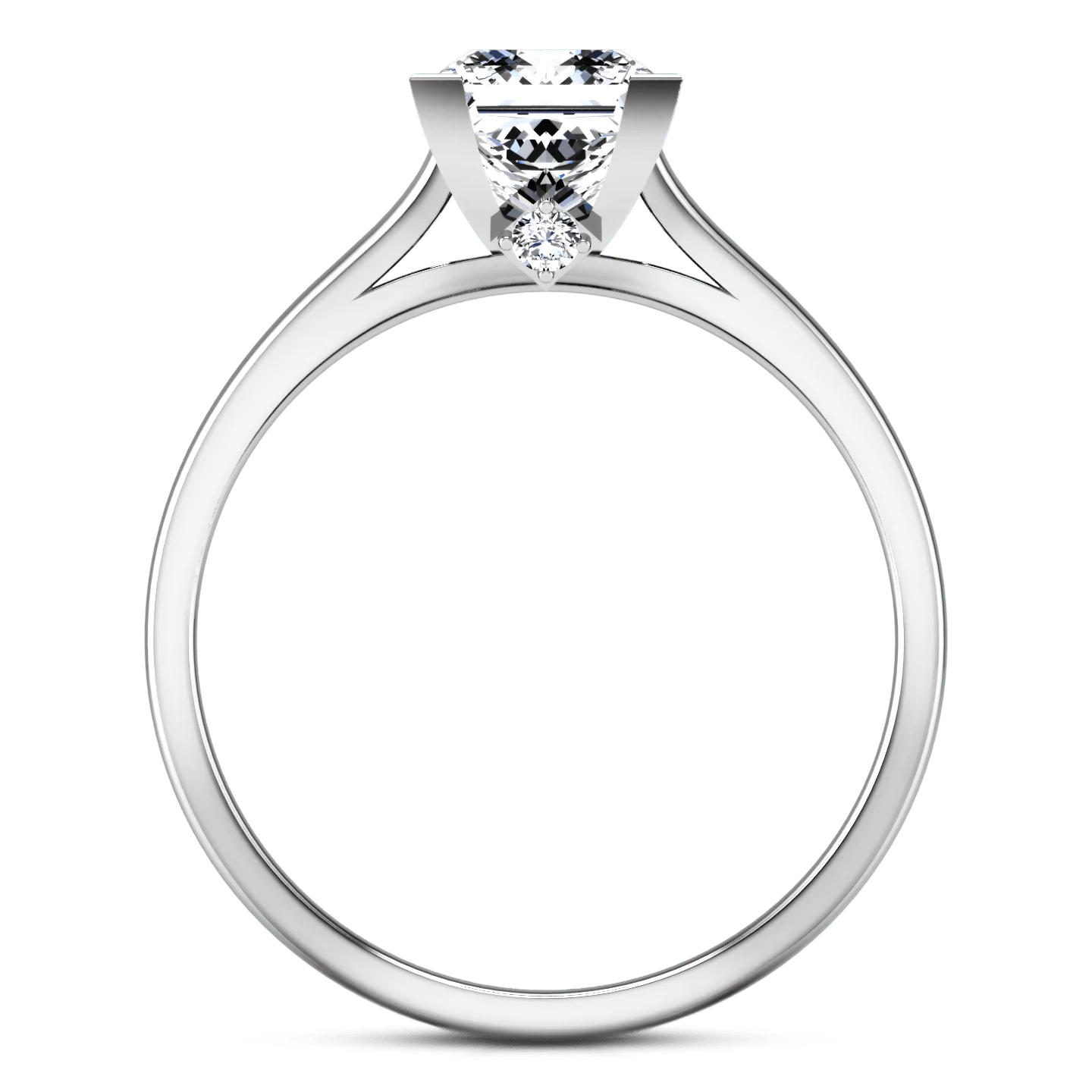 Solitaire Princess Cut Diamond Engagement Ring Holly 14K White Gold - Image 4