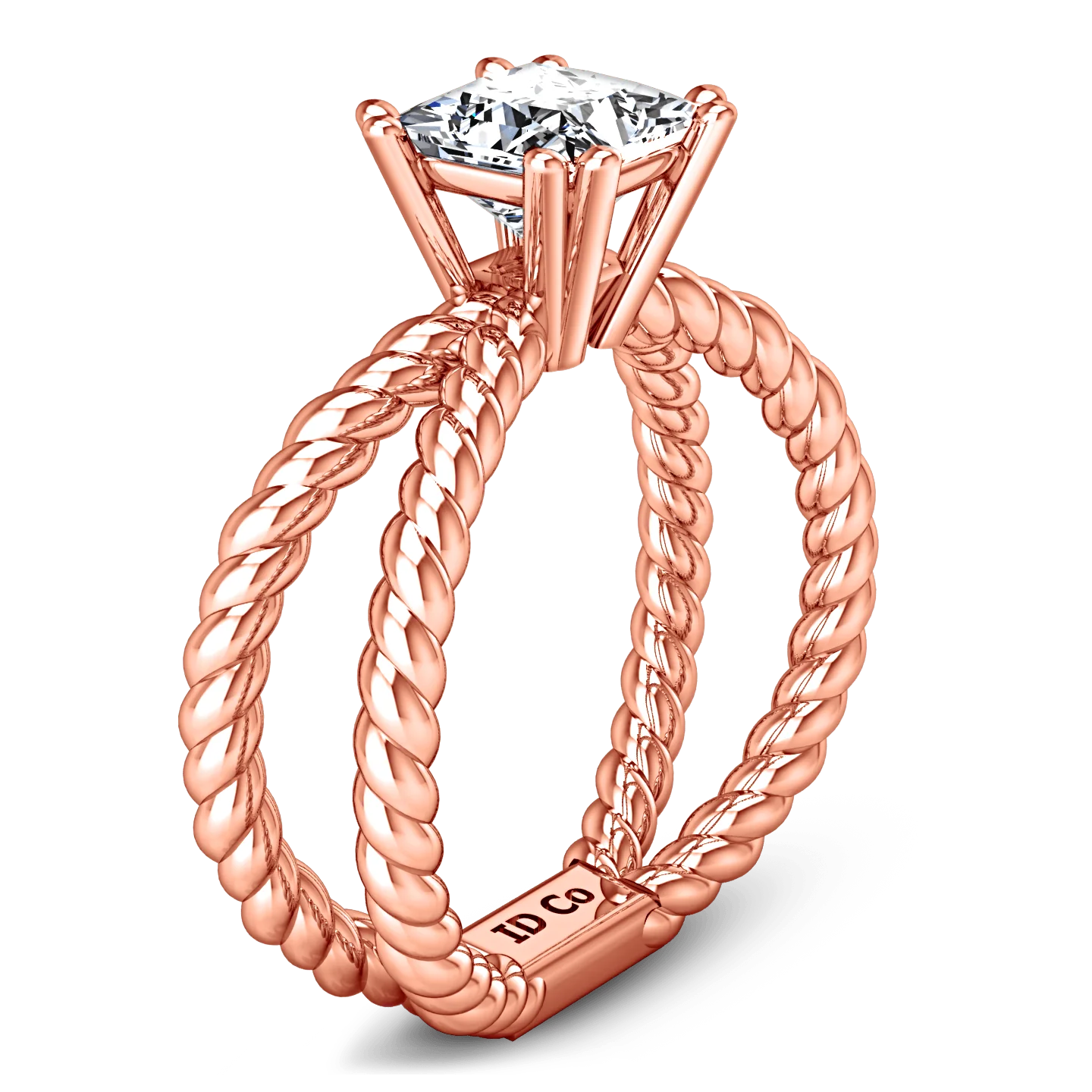 Solitaire Diamond Princess Cut Engagement Ring Infinity 14K Rose Gold - Image 2