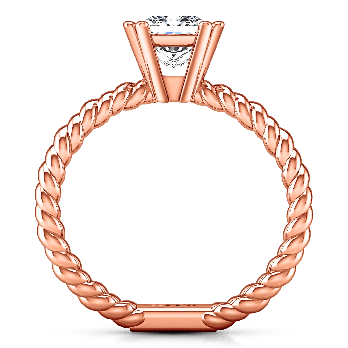 Solitaire Diamond Princess Cut Engagement Ring Infinity 14K Rose Gold - Image 3