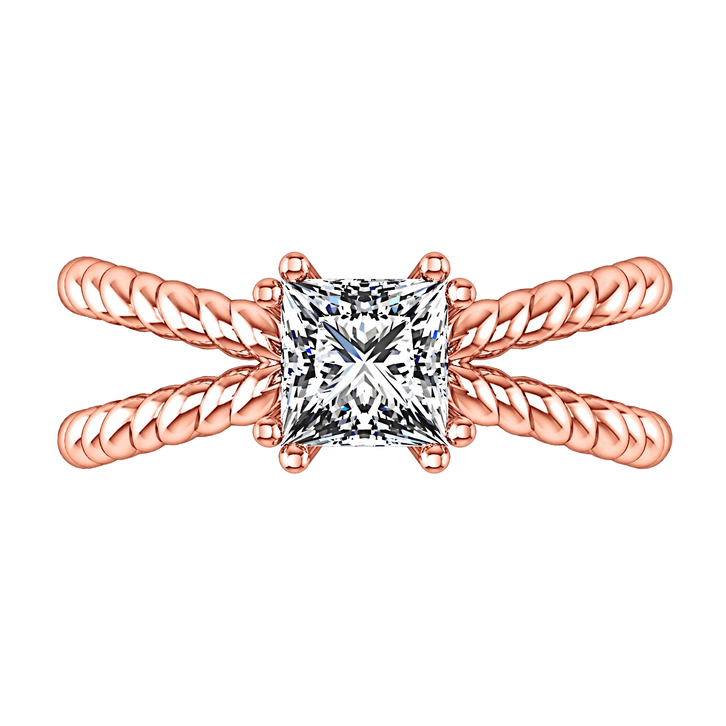 Solitaire Diamond Princess Cut Engagement Ring Infinity 14K Rose Gold - Image 4