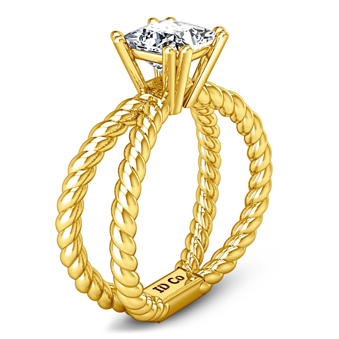 Solitaire Diamond Princess Cut Engagement Ring Infinity 14K Yellow Gold - Image 2