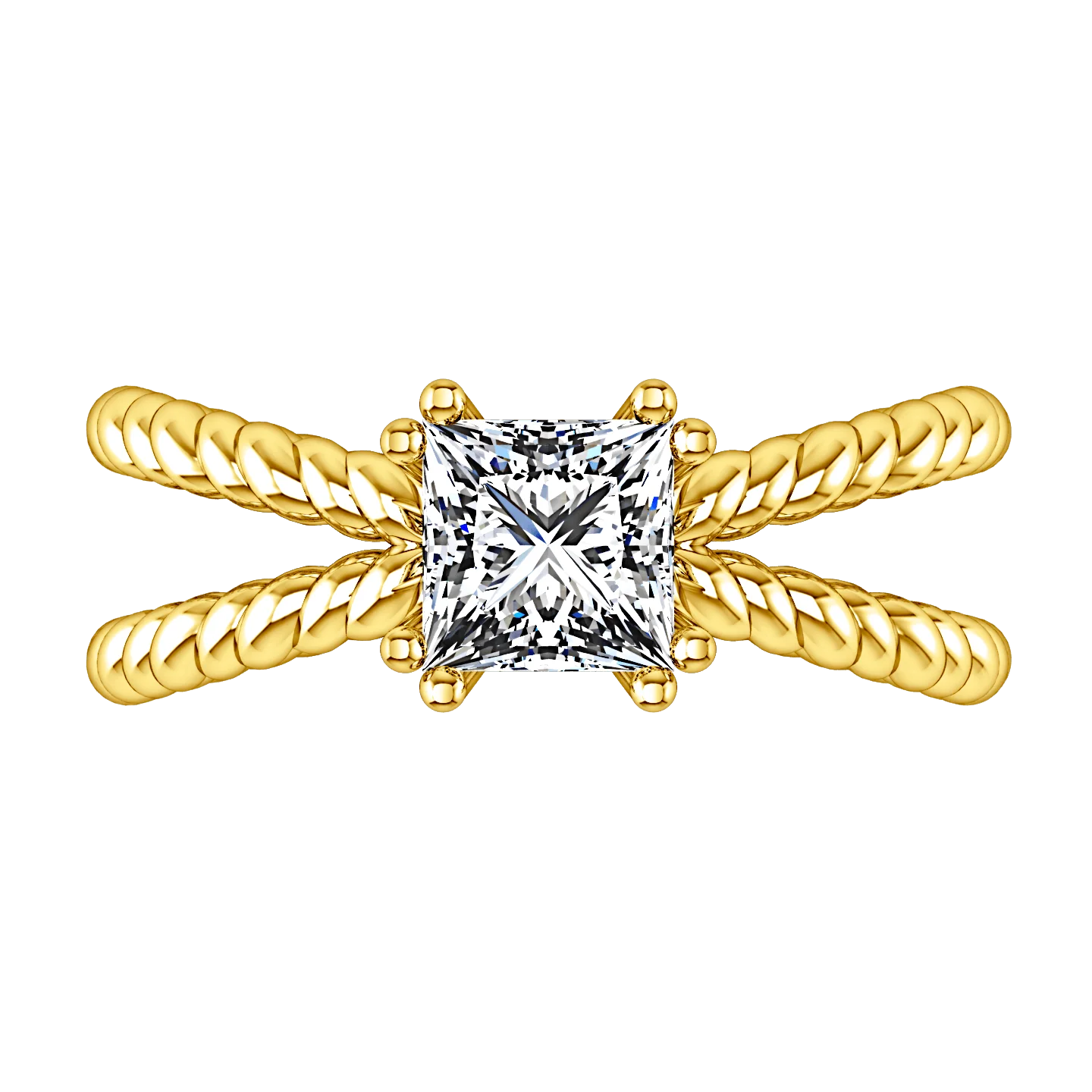 Solitaire Diamond Princess Cut Engagement Ring Infinity 14K Yellow Gold - Image 4