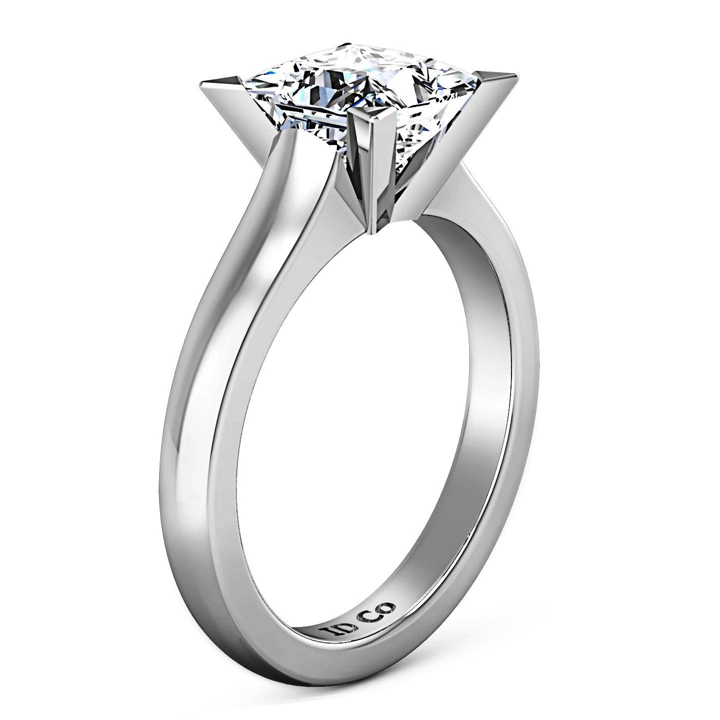 Solitaire Princess Cut Diamond Engagement Ring Jenny 14K White Gold - Image 2